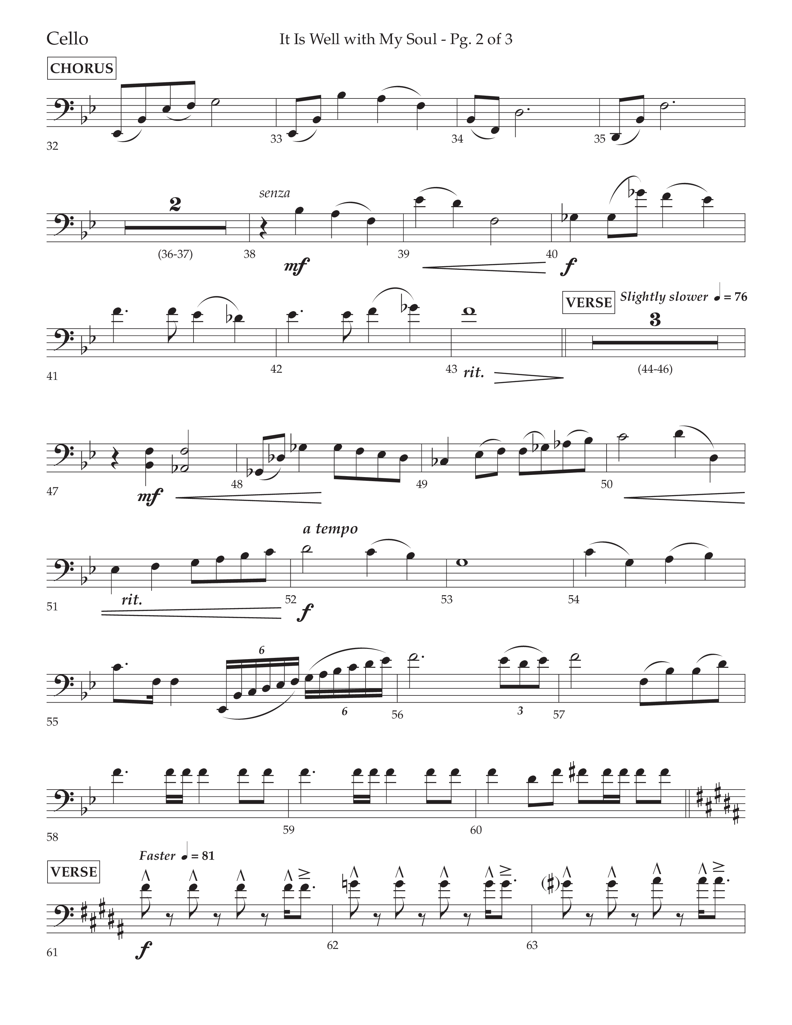 It Is Well With My Soul (Choral Anthem SATB) Cello (Lifeway Choral / Arr. John Bolin / Orch. David Clydesdale)