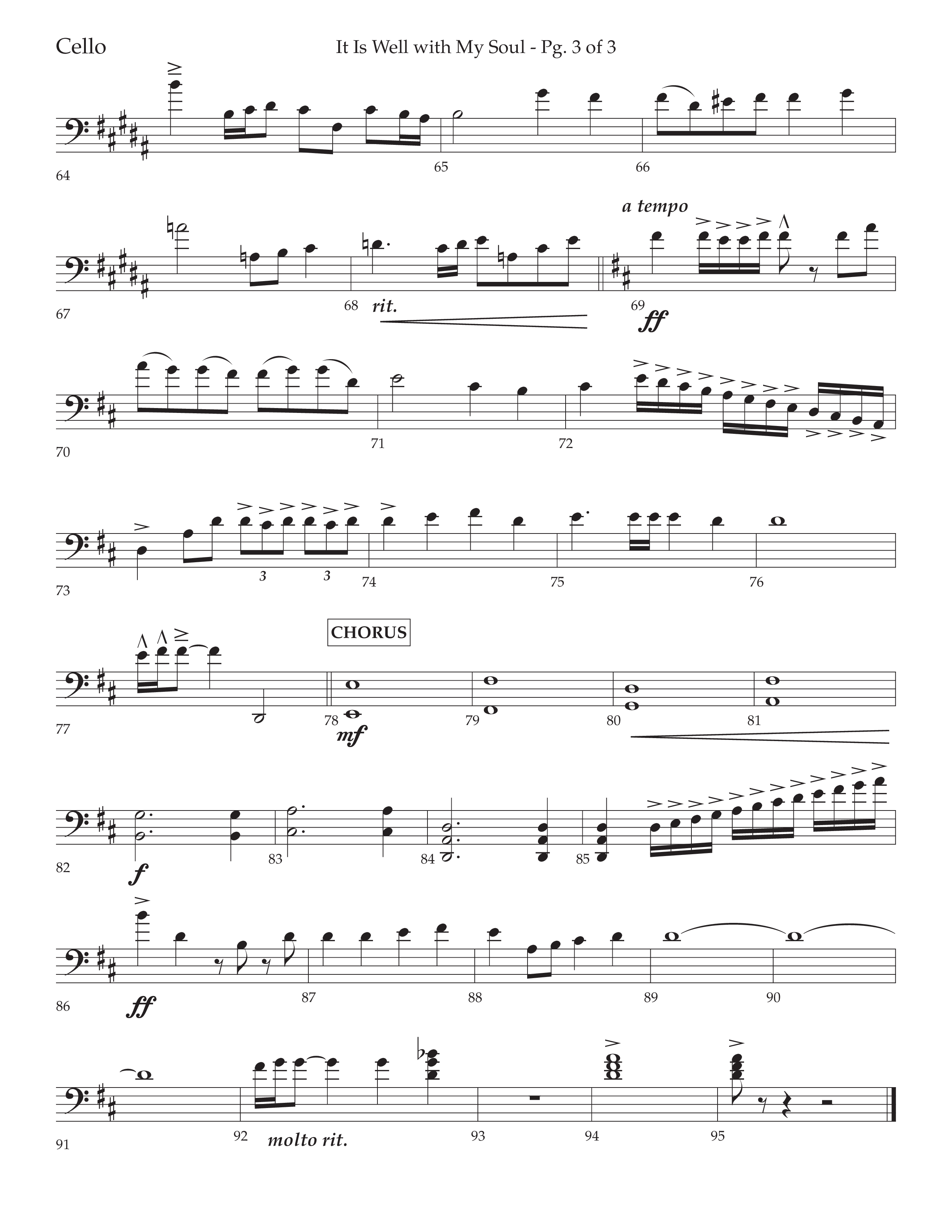 It Is Well With My Soul (Choral Anthem SATB) Cello (Lifeway Choral / Arr. John Bolin / Orch. David Clydesdale)