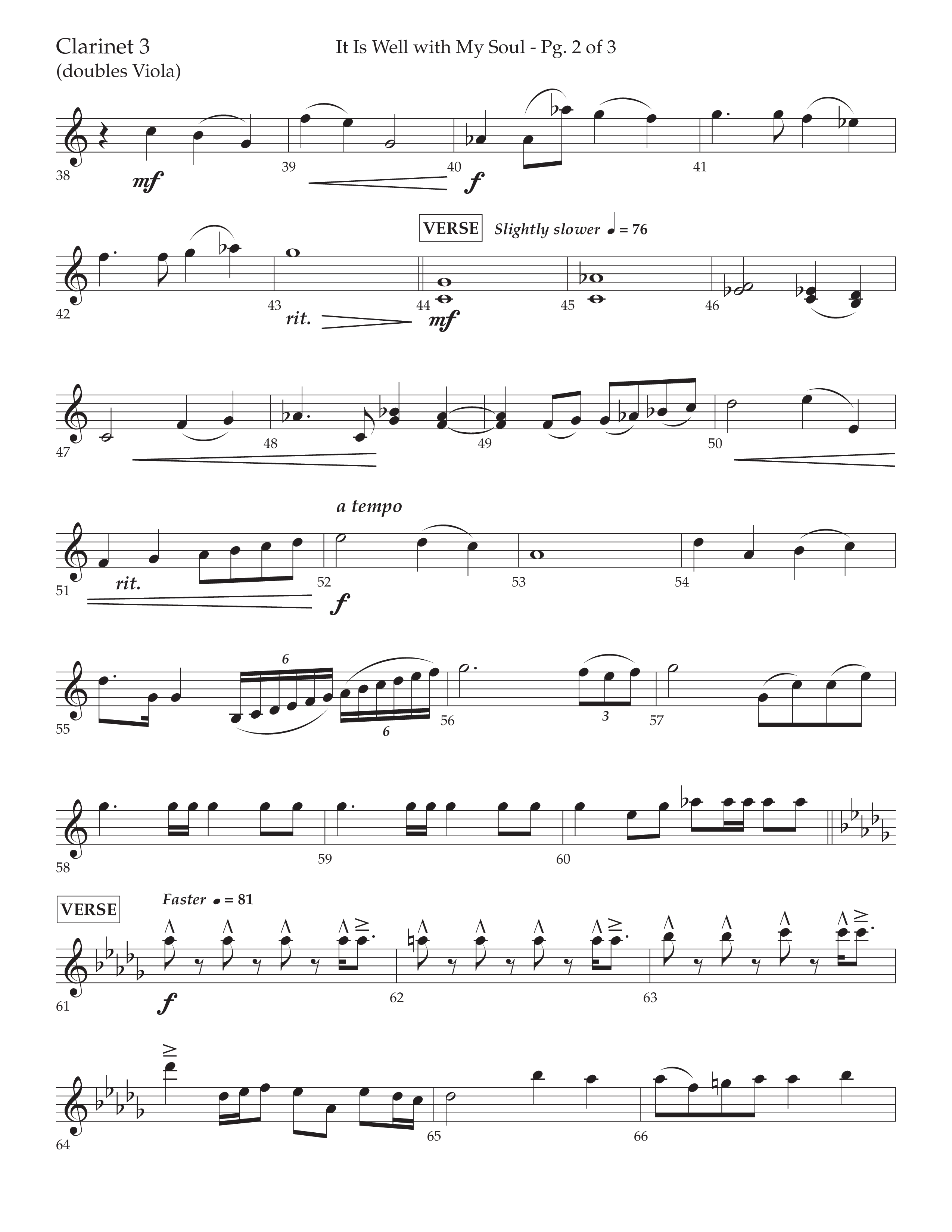 It Is Well With My Soul (Choral Anthem SATB) Clarinet 3 (Lifeway Choral / Arr. John Bolin / Orch. David Clydesdale)