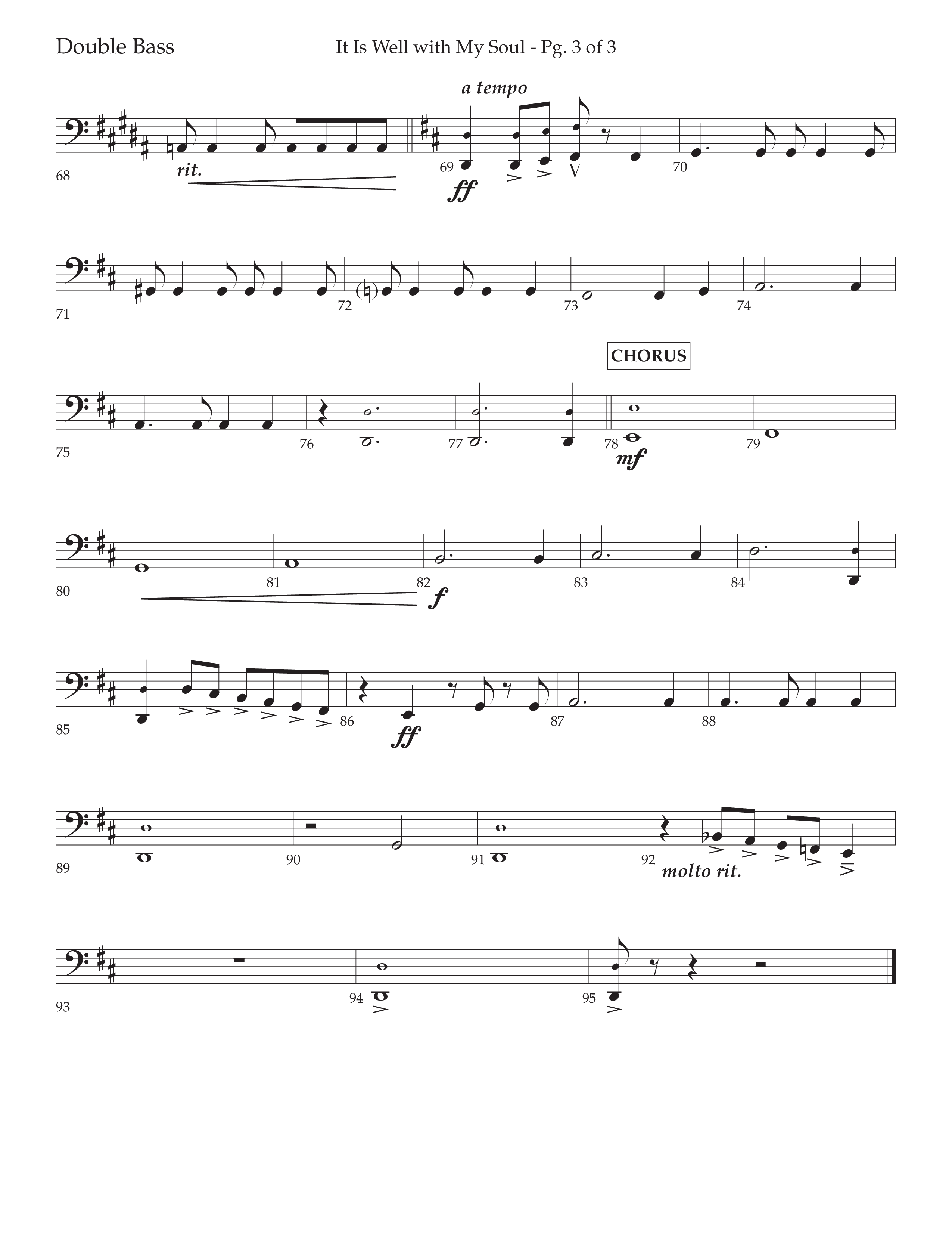 It Is Well With My Soul (Choral Anthem SATB) Double Bass (Lifeway Choral / Arr. John Bolin / Orch. David Clydesdale)