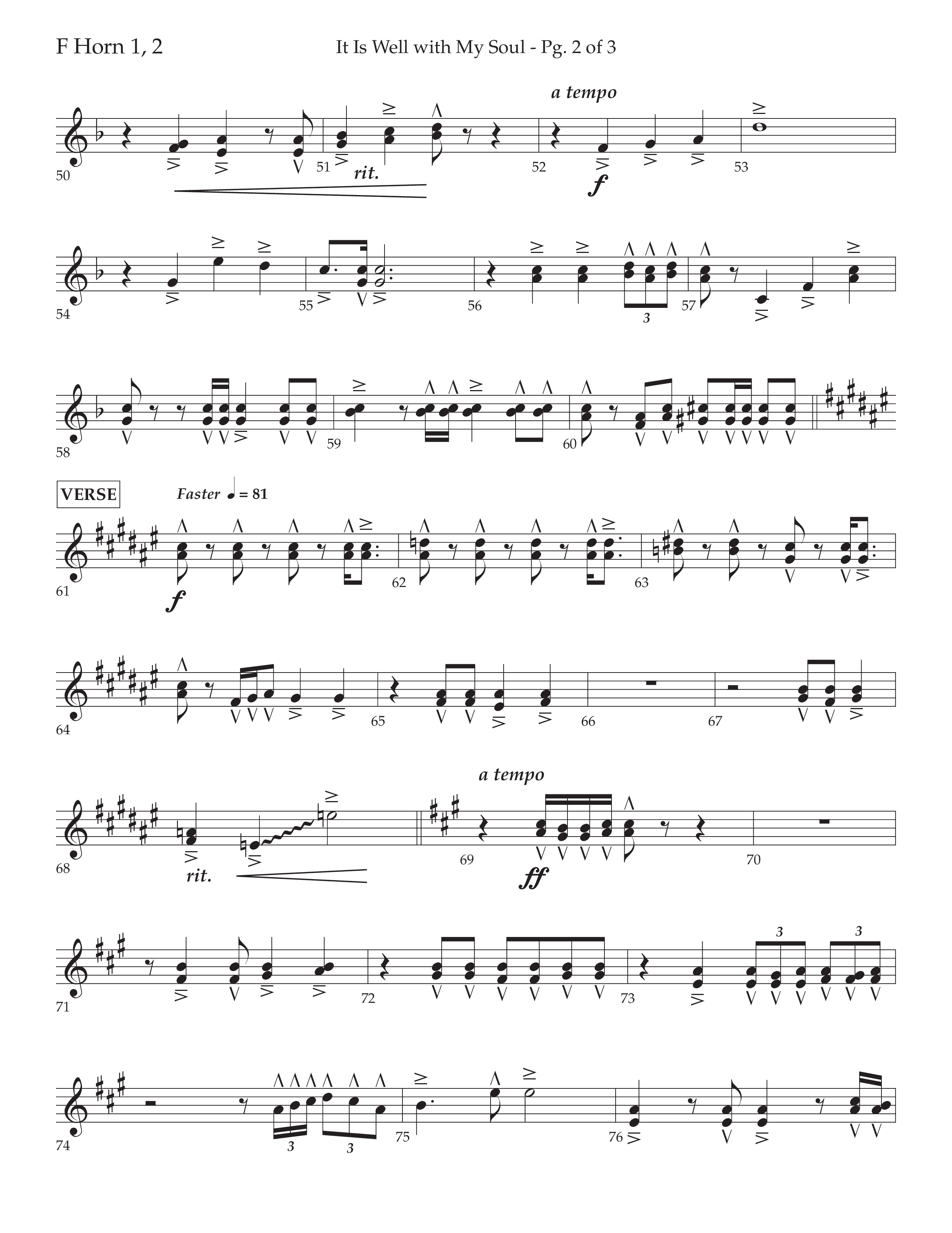 It Is Well With My Soul (Choral Anthem SATB) French Horn 1/2 (Lifeway Choral / Arr. John Bolin / Orch. David Clydesdale)