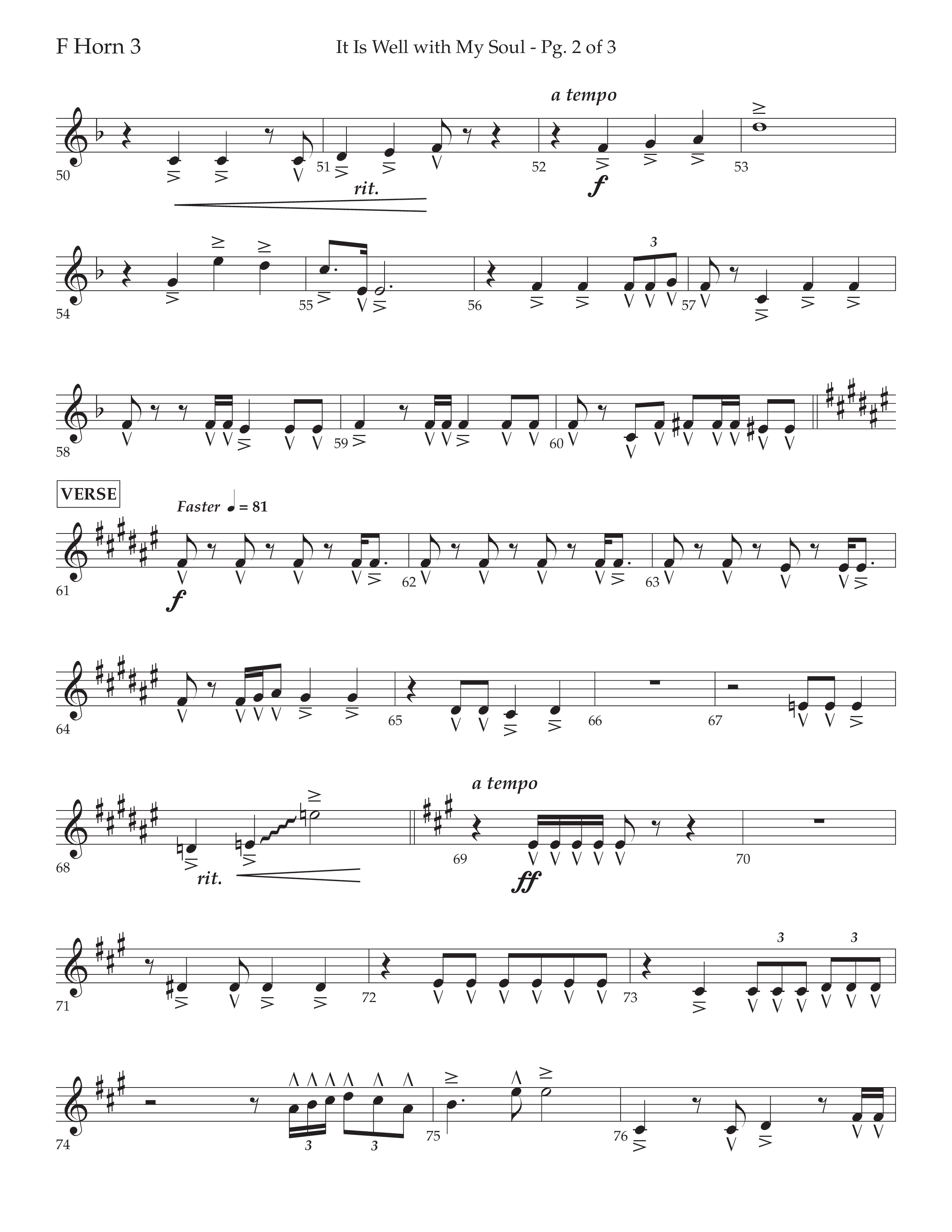 It Is Well With My Soul (Choral Anthem SATB) French Horn 3 (Lifeway Choral / Arr. John Bolin / Orch. David Clydesdale)