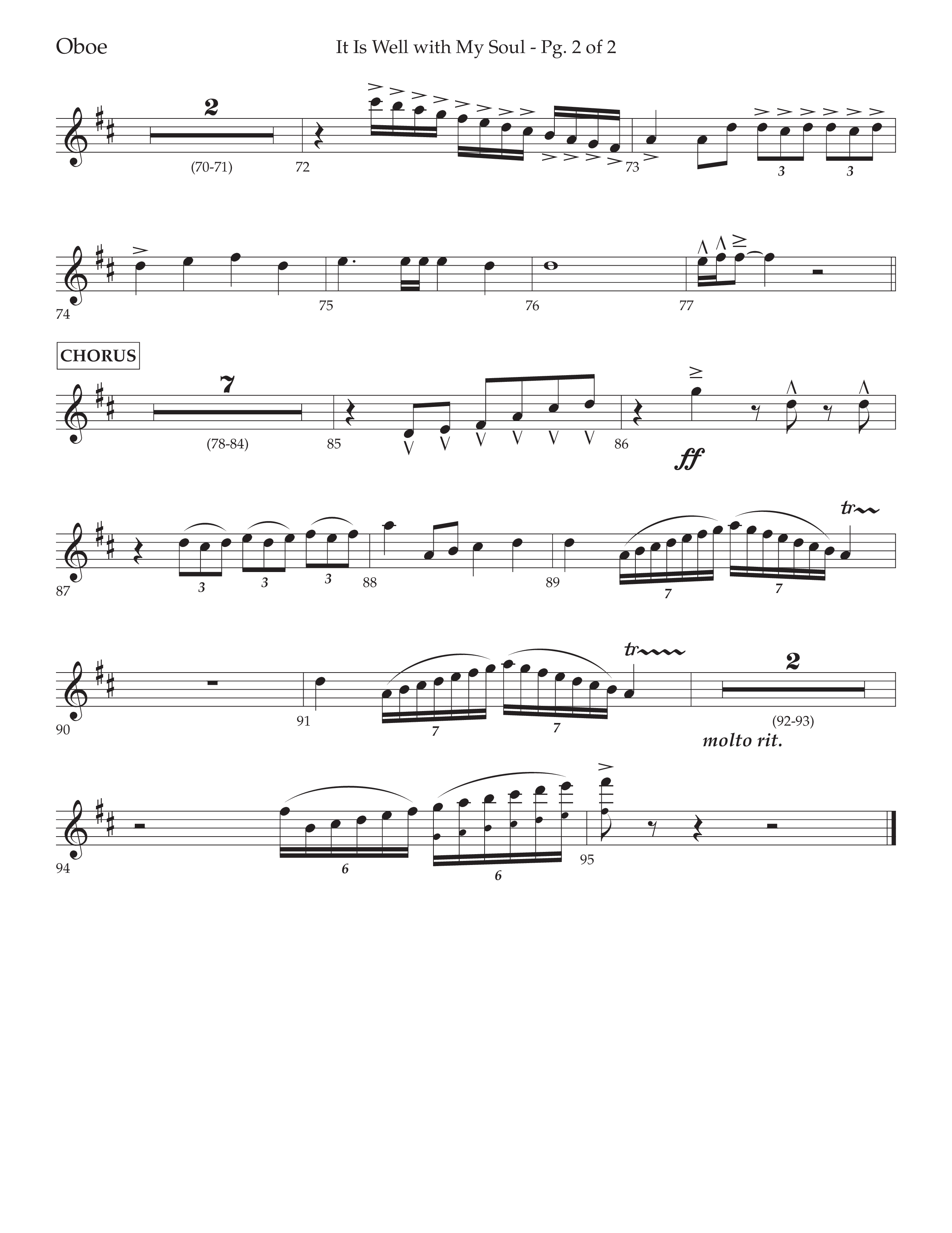 It Is Well With My Soul (Choral Anthem SATB) Oboe (Lifeway Choral / Arr. John Bolin / Orch. David Clydesdale)