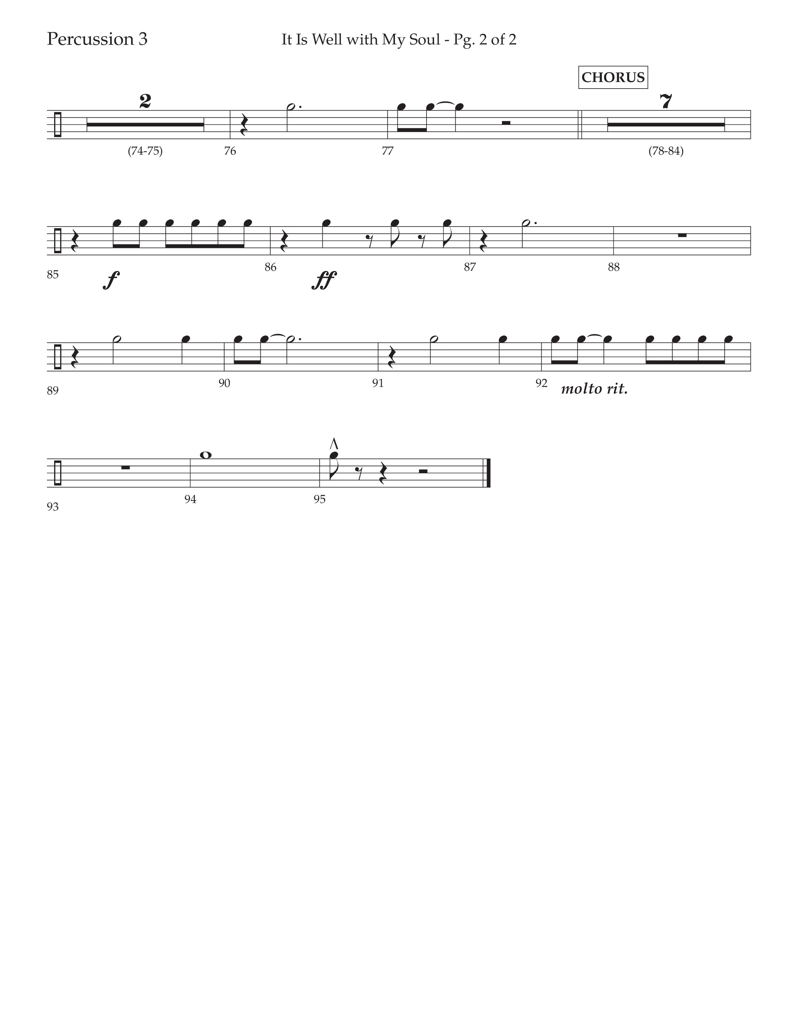 It Is Well With My Soul (Choral Anthem SATB) Percussion (Lifeway Choral / Arr. John Bolin / Orch. David Clydesdale)