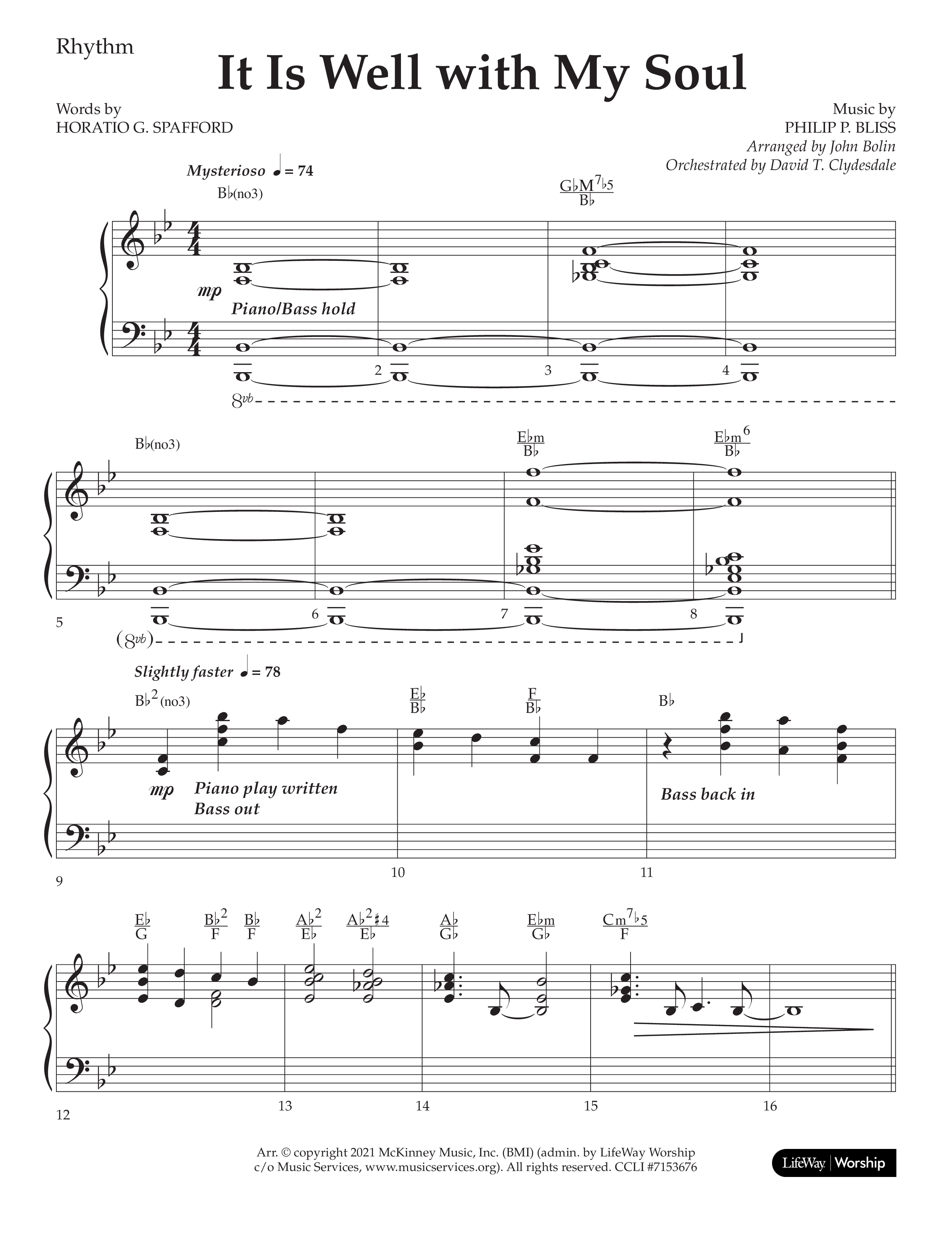 It Is Well With My Soul (Choral Anthem SATB) Lead Melody & Rhythm (Lifeway Choral / Arr. John Bolin / Orch. David Clydesdale)