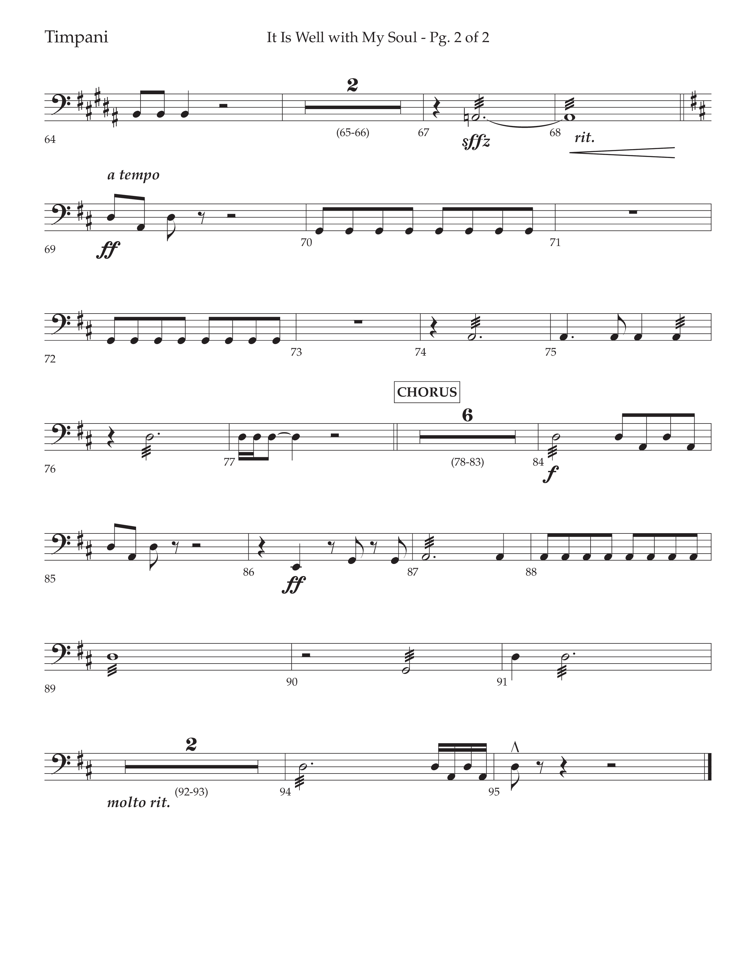 It Is Well With My Soul (Choral Anthem SATB) Timpani (Lifeway Choral / Arr. John Bolin / Orch. David Clydesdale)