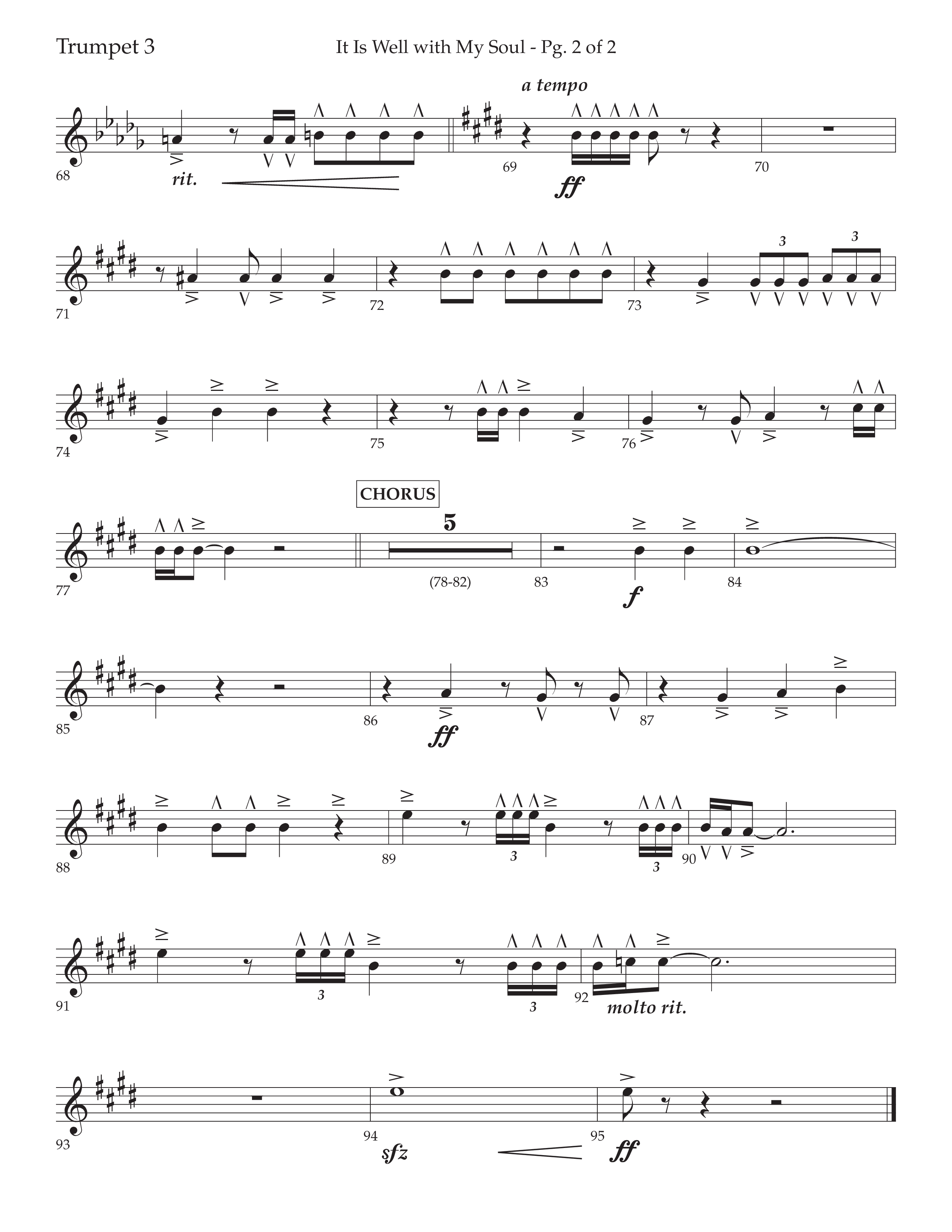 It Is Well With My Soul (Choral Anthem SATB) Trumpet 3 (Lifeway Choral / Arr. John Bolin / Orch. David Clydesdale)