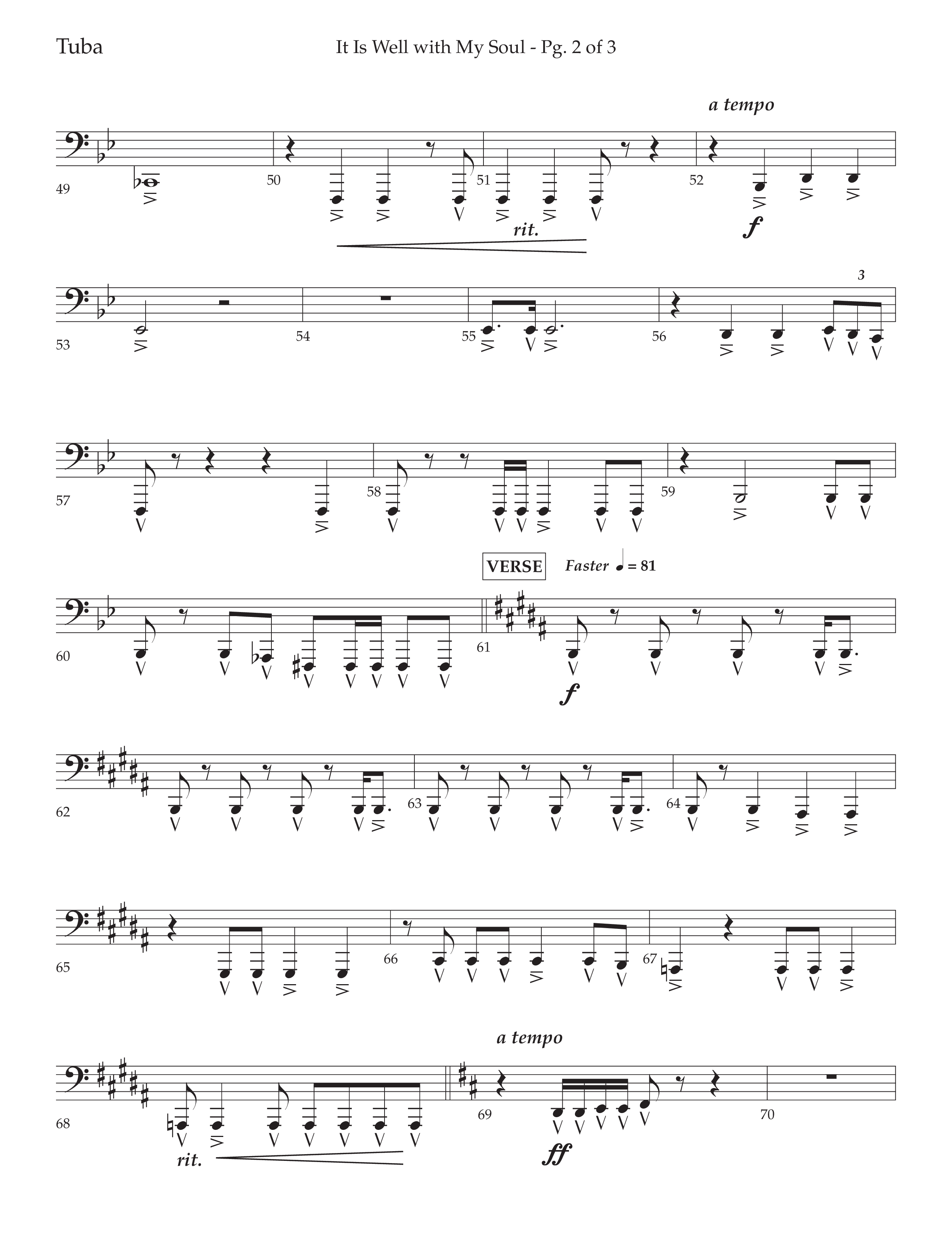 It Is Well With My Soul (Choral Anthem SATB) Tuba (Lifeway Choral / Arr. John Bolin / Orch. David Clydesdale)