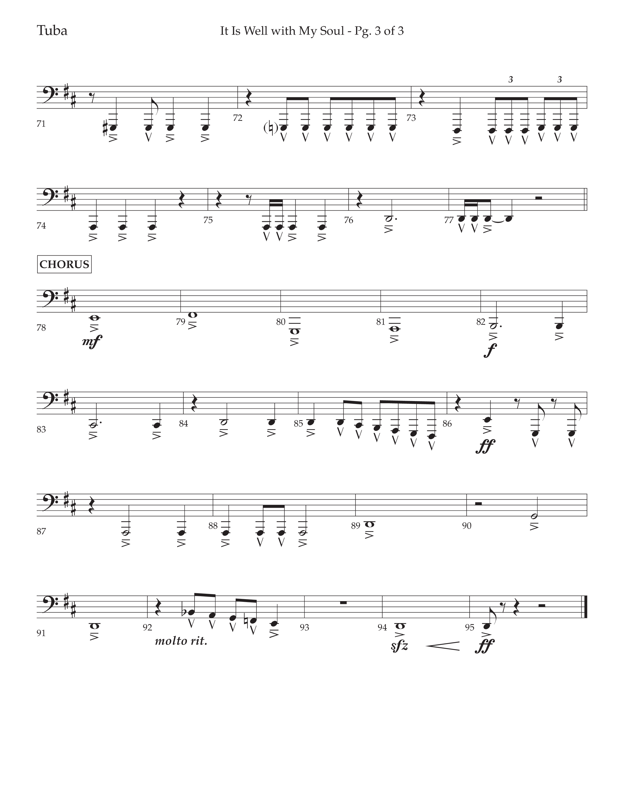 It Is Well With My Soul (Choral Anthem SATB) Tuba (Lifeway Choral / Arr. John Bolin / Orch. David Clydesdale)
