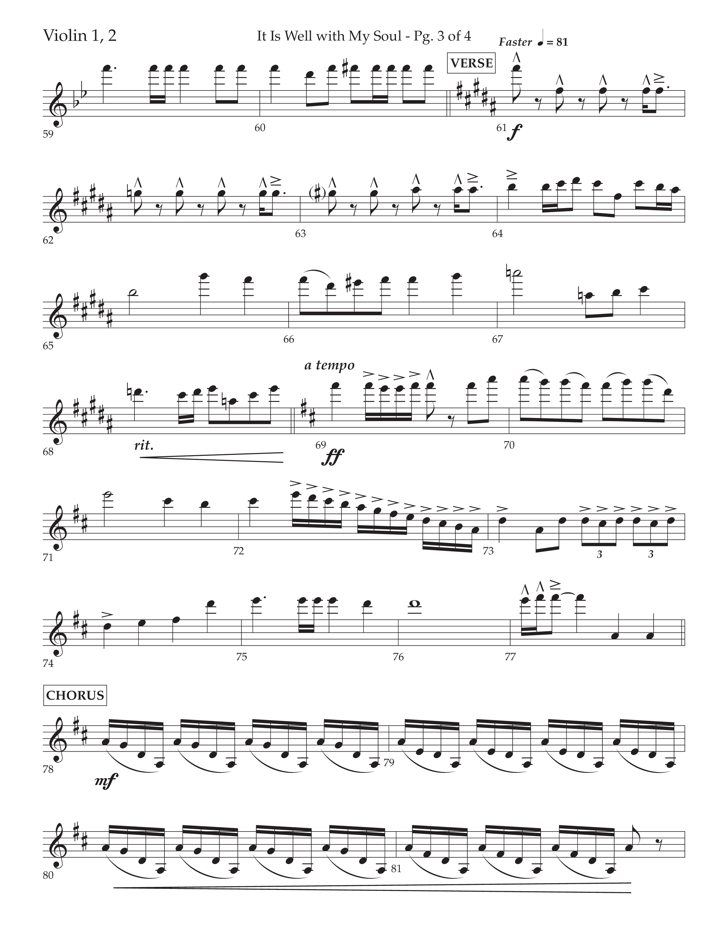 It Is Well With My Soul (Choral Anthem SATB) Violin 1/2 (Lifeway Choral / Arr. John Bolin / Orch. David Clydesdale)