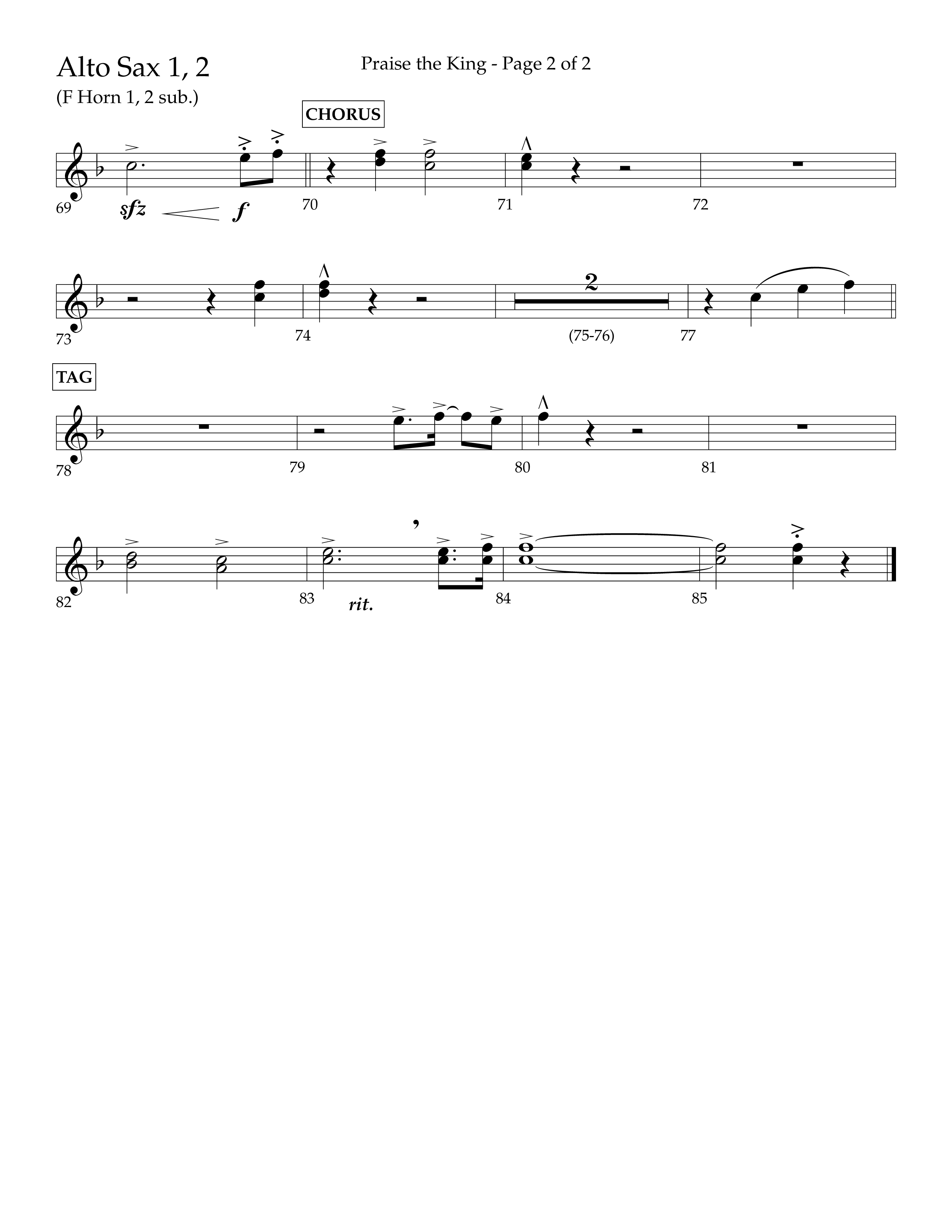 Praise The King (Choral Anthem SATB) Alto Sax 1/2 (Lifeway Choral / Arr. Phil Nitz)