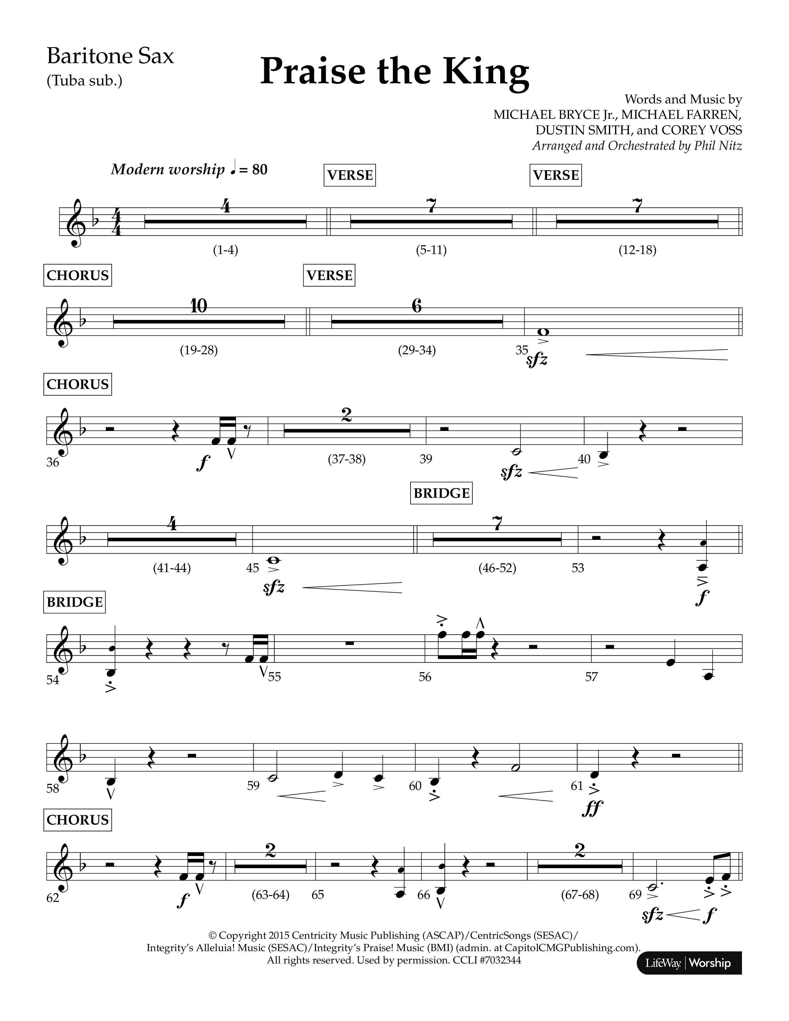 Praise The King (Choral Anthem SATB) Bari Sax (Lifeway Choral / Arr. Phil Nitz)