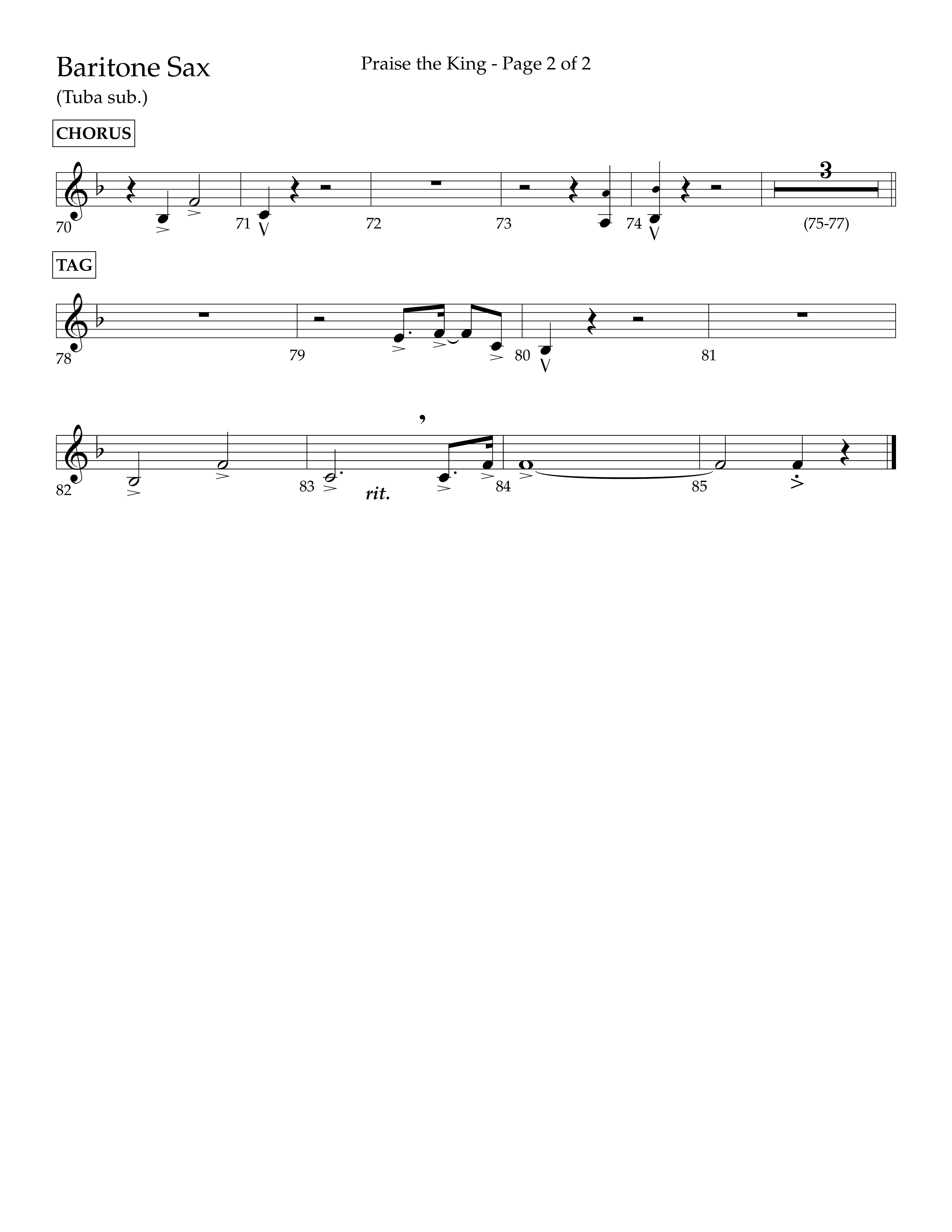 Praise The King (Choral Anthem SATB) Bari Sax (Lifeway Choral / Arr. Phil Nitz)
