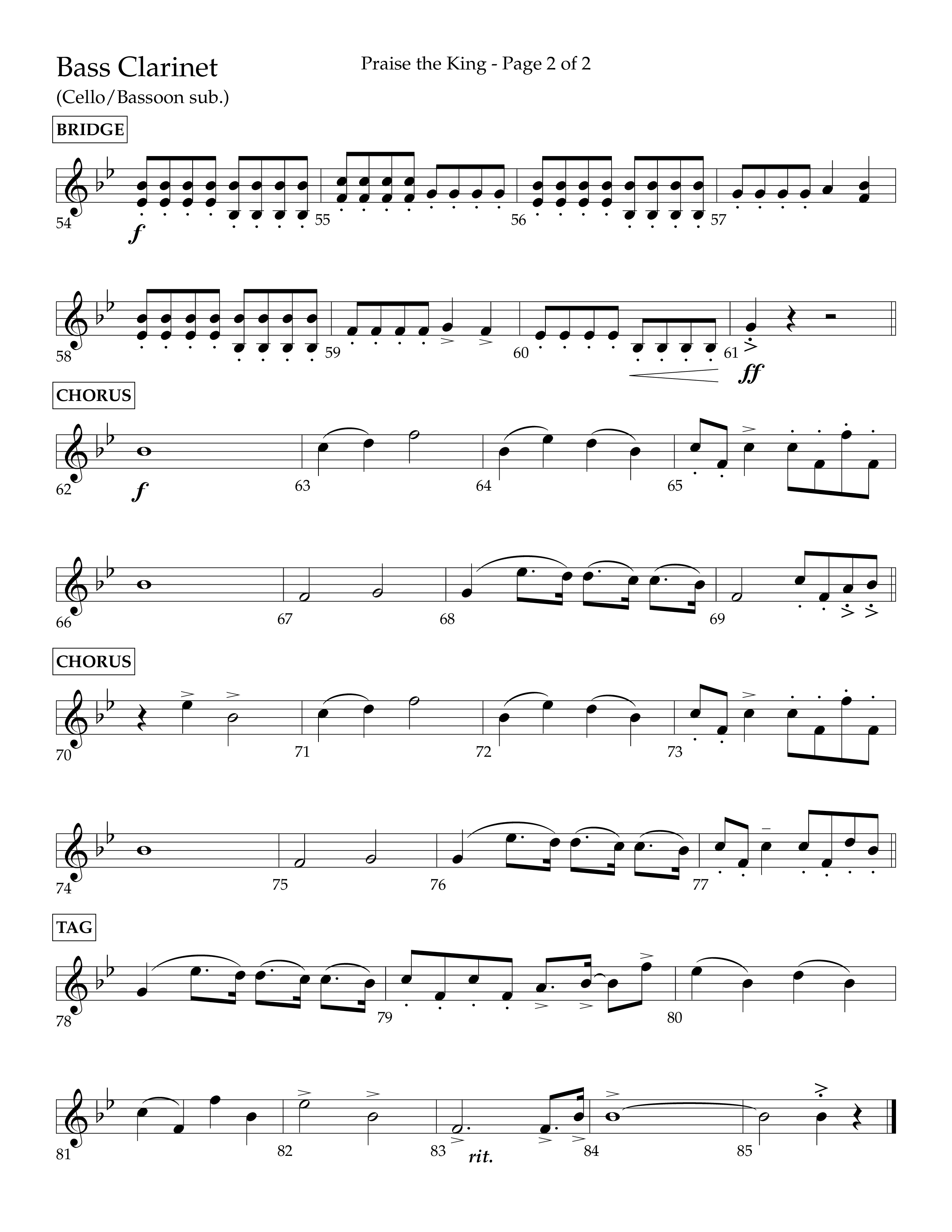 Praise The King (Choral Anthem SATB) Bass Clarinet (Lifeway Choral / Arr. Phil Nitz)