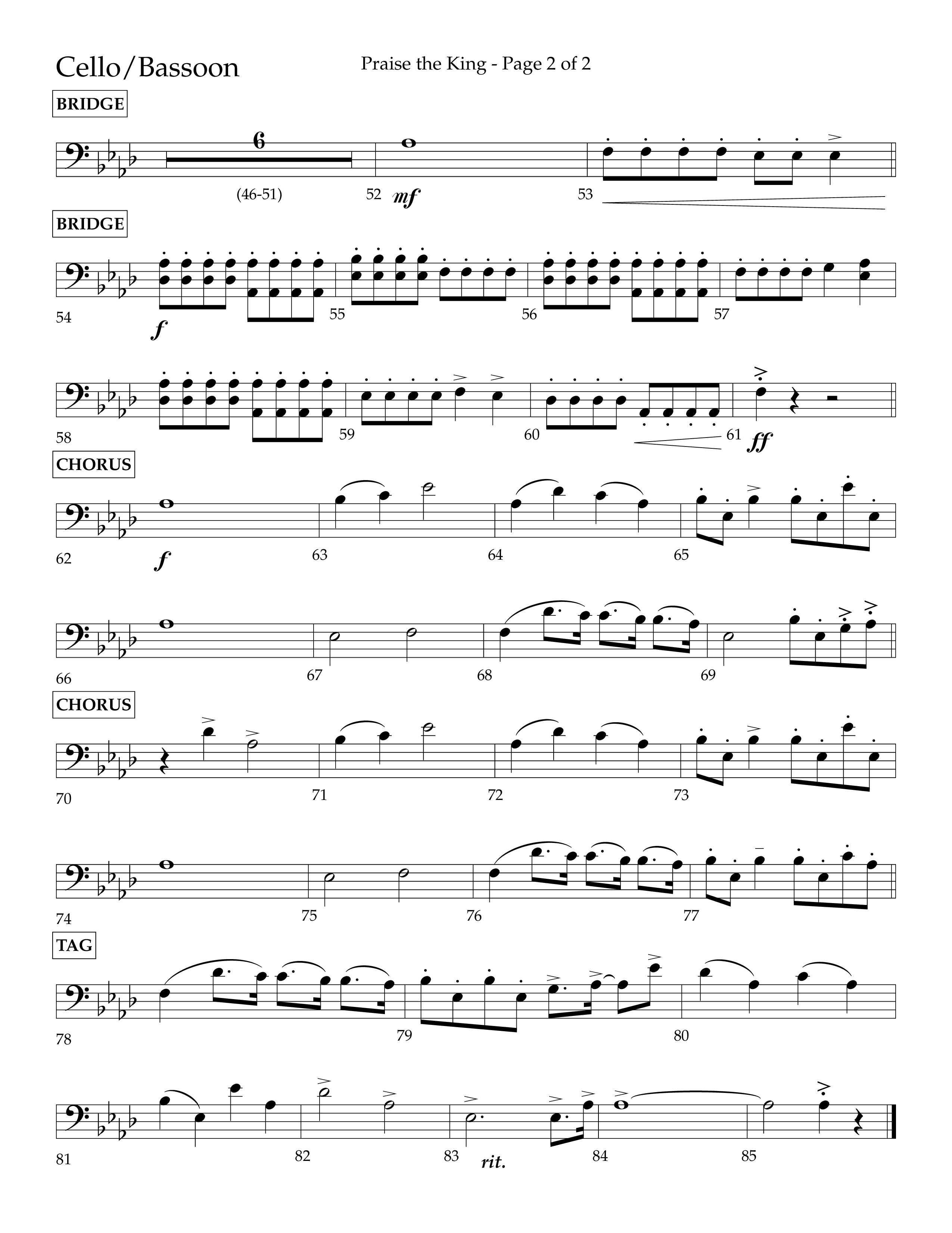 Praise The King (Choral Anthem SATB) Cello (Lifeway Choral / Arr. Phil Nitz)