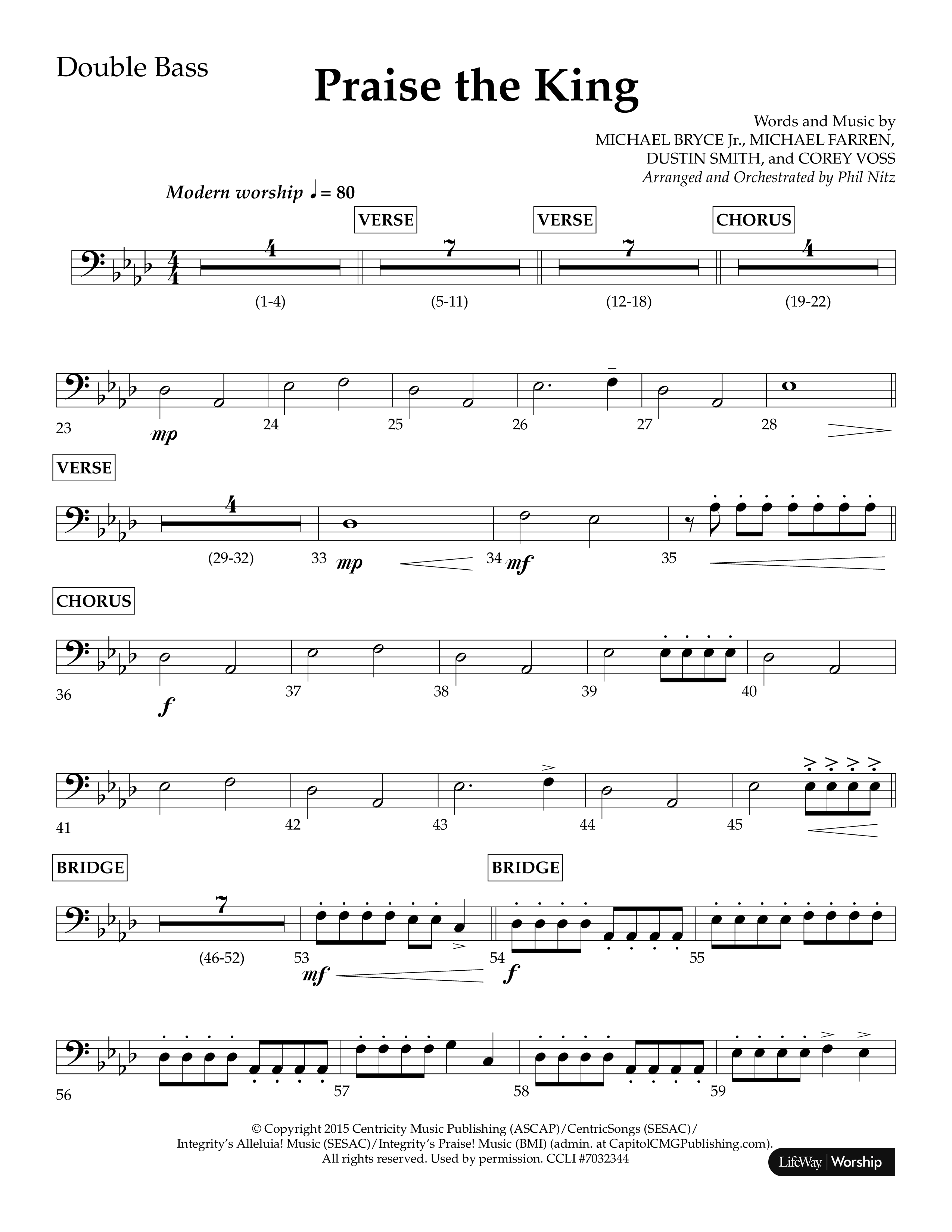Praise The King (Choral Anthem SATB) Double Bass (Lifeway Choral / Arr. Phil Nitz)