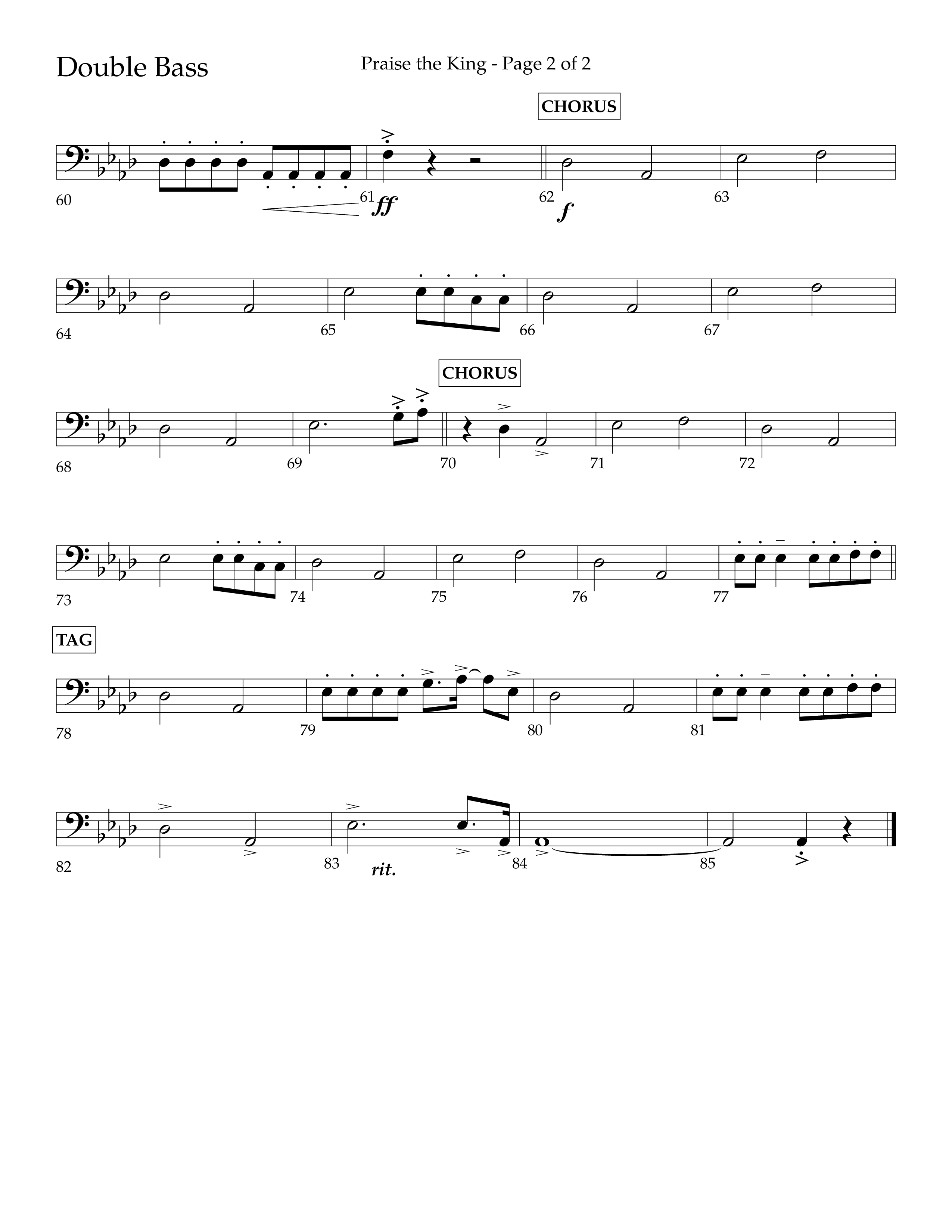 Praise The King (Choral Anthem SATB) Double Bass (Lifeway Choral / Arr. Phil Nitz)