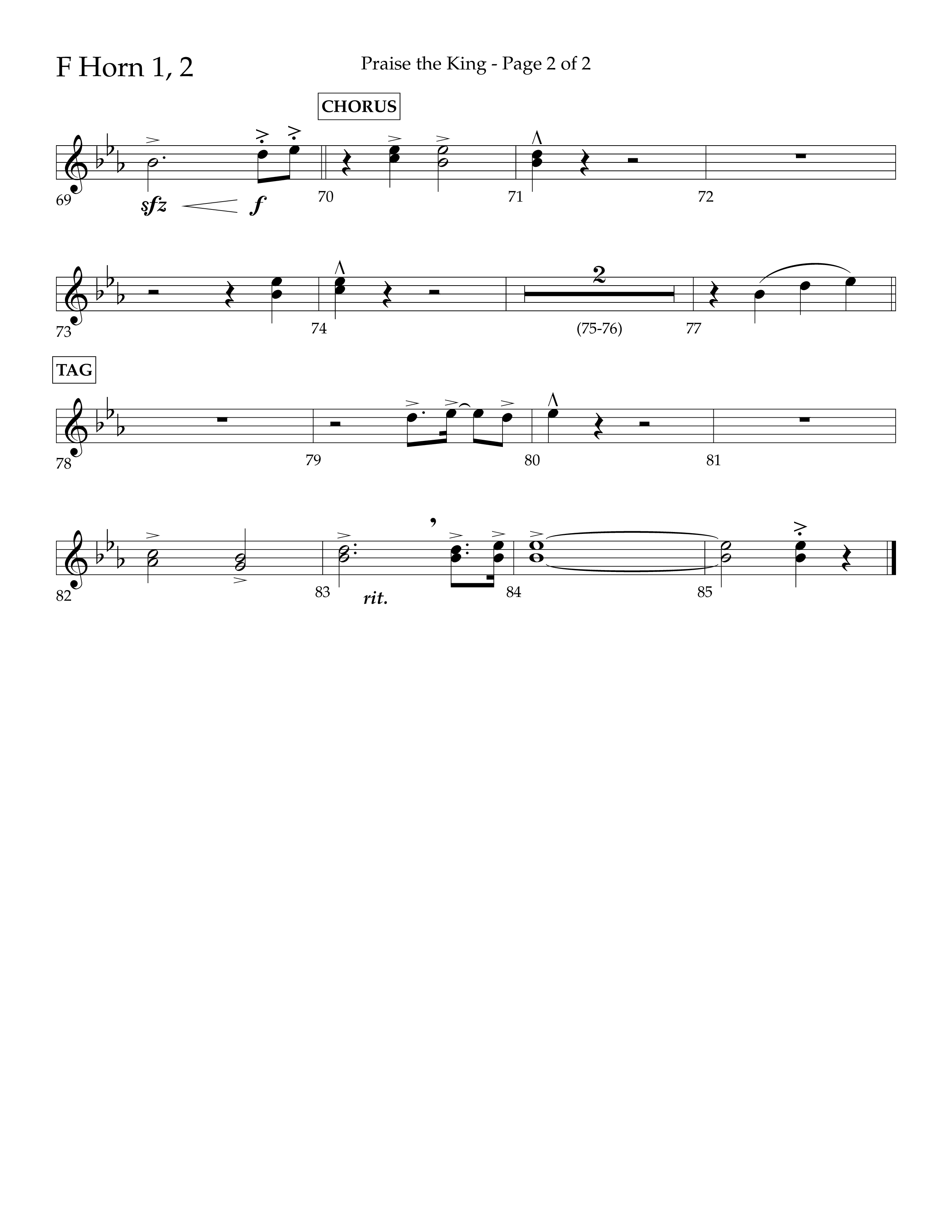 Praise The King (Choral Anthem SATB) French Horn 1/2 (Lifeway Choral / Arr. Phil Nitz)
