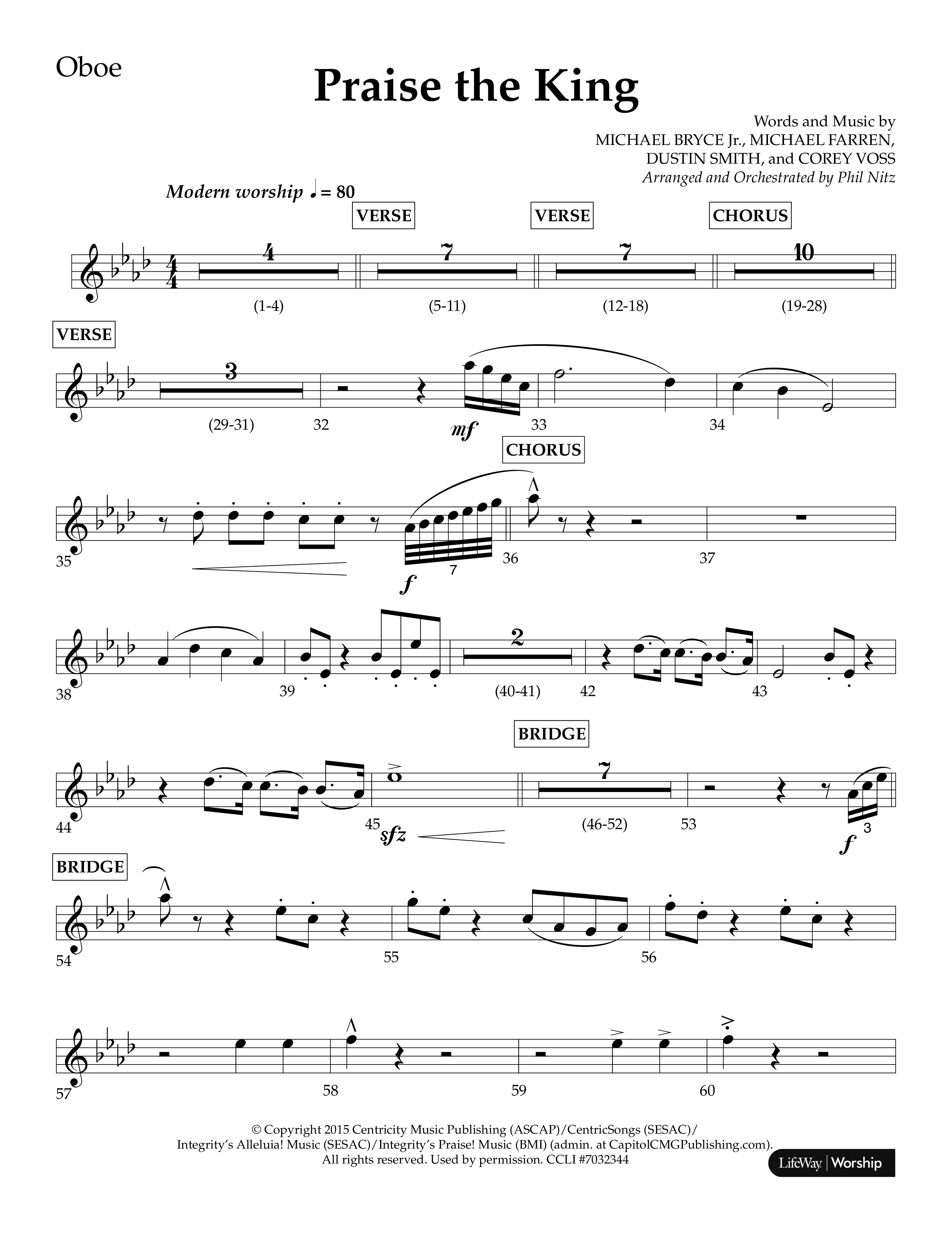 Praise The King (Choral Anthem SATB) Oboe (Lifeway Choral / Arr. Phil Nitz)