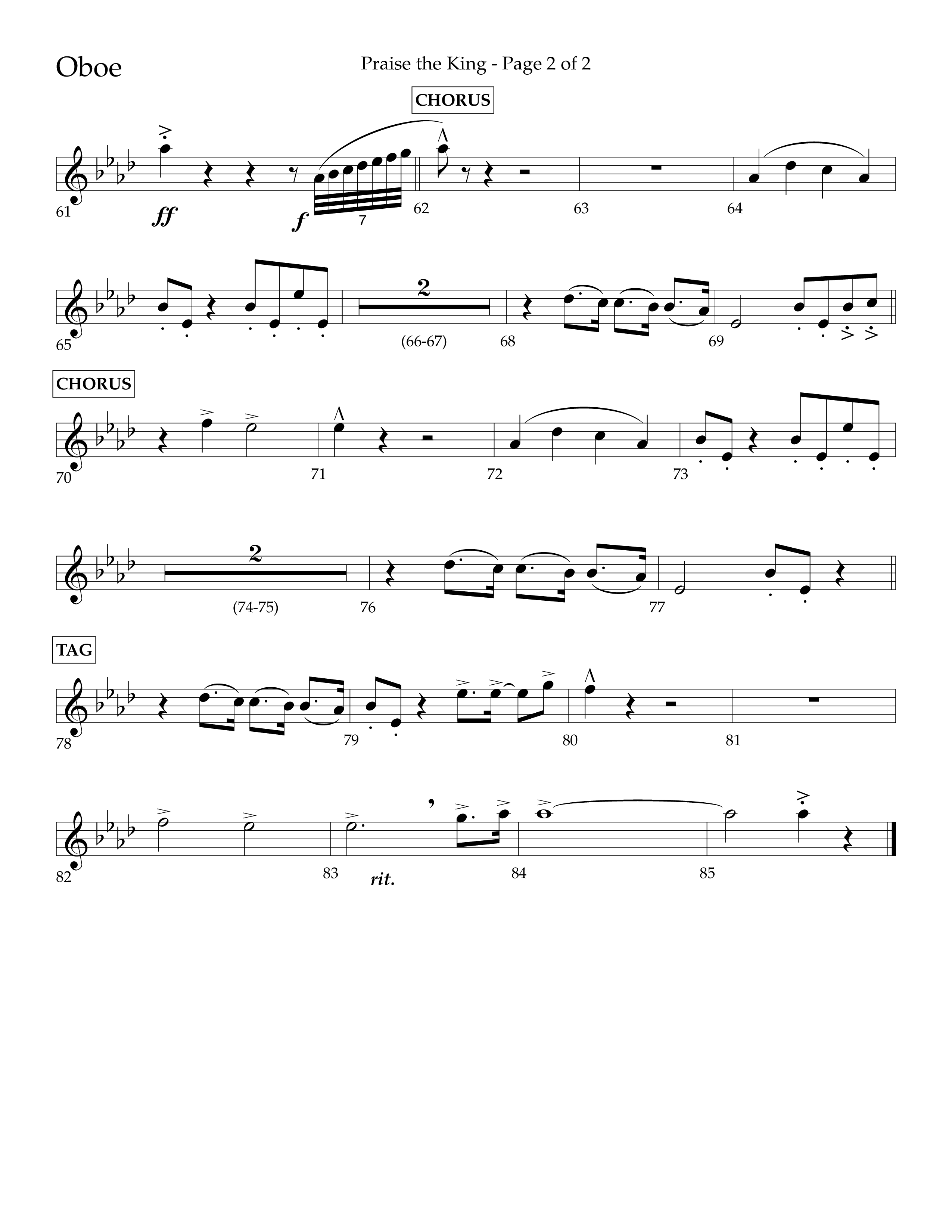 Praise The King (Choral Anthem SATB) Oboe (Lifeway Choral / Arr. Phil Nitz)