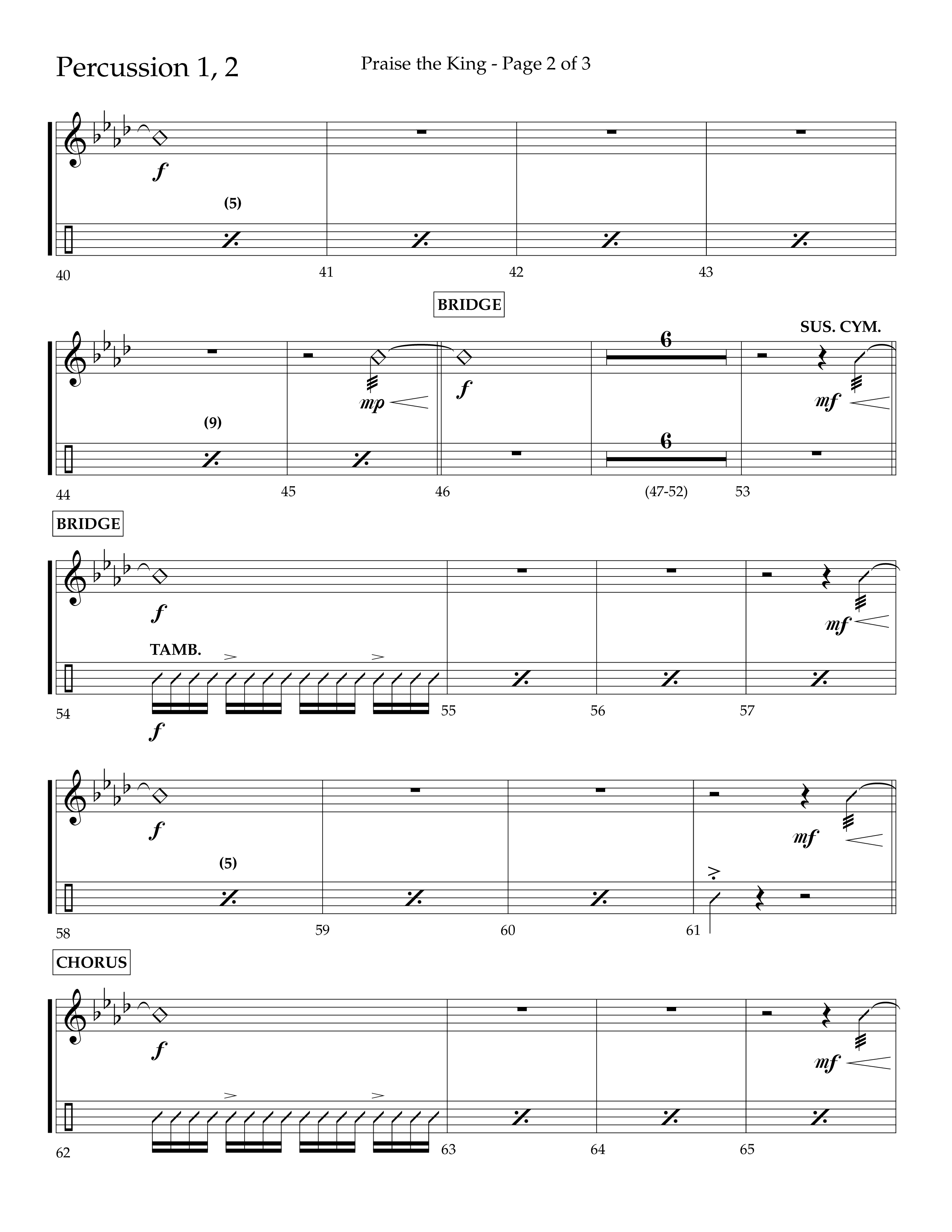 Praise The King (Choral Anthem SATB) Percussion 1/2 (Lifeway Choral / Arr. Phil Nitz)