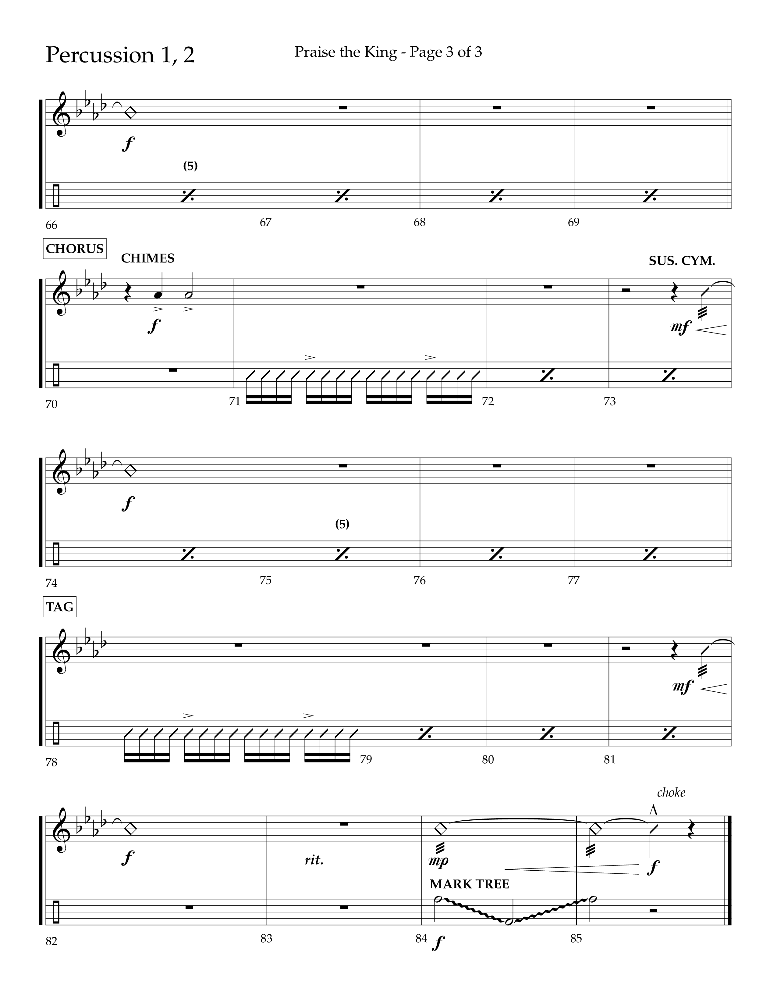 Praise The King (Choral Anthem SATB) Percussion 1/2 (Lifeway Choral / Arr. Phil Nitz)