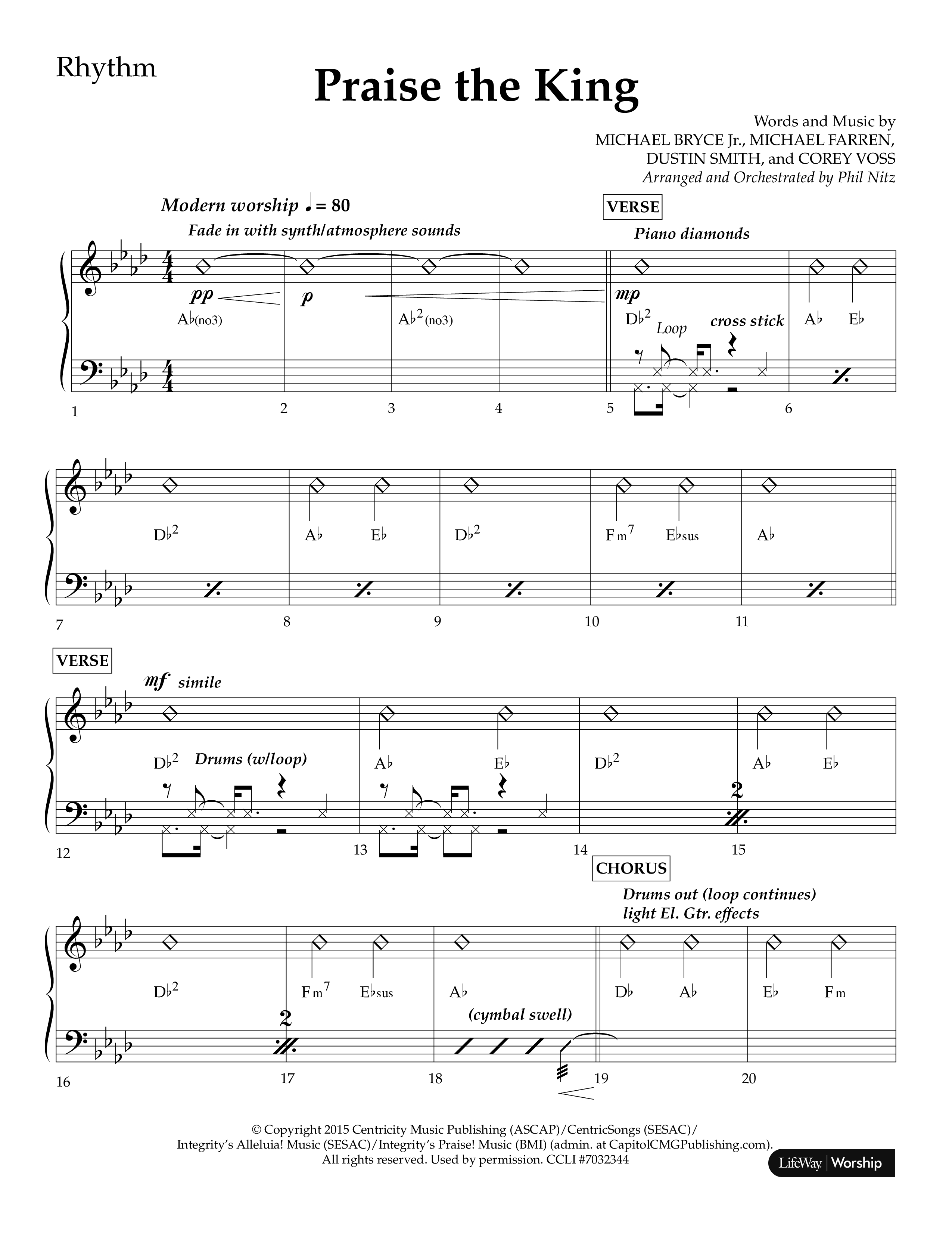 Praise The King (Choral Anthem SATB) Lead Melody & Rhythm (Lifeway Choral / Arr. Phil Nitz)