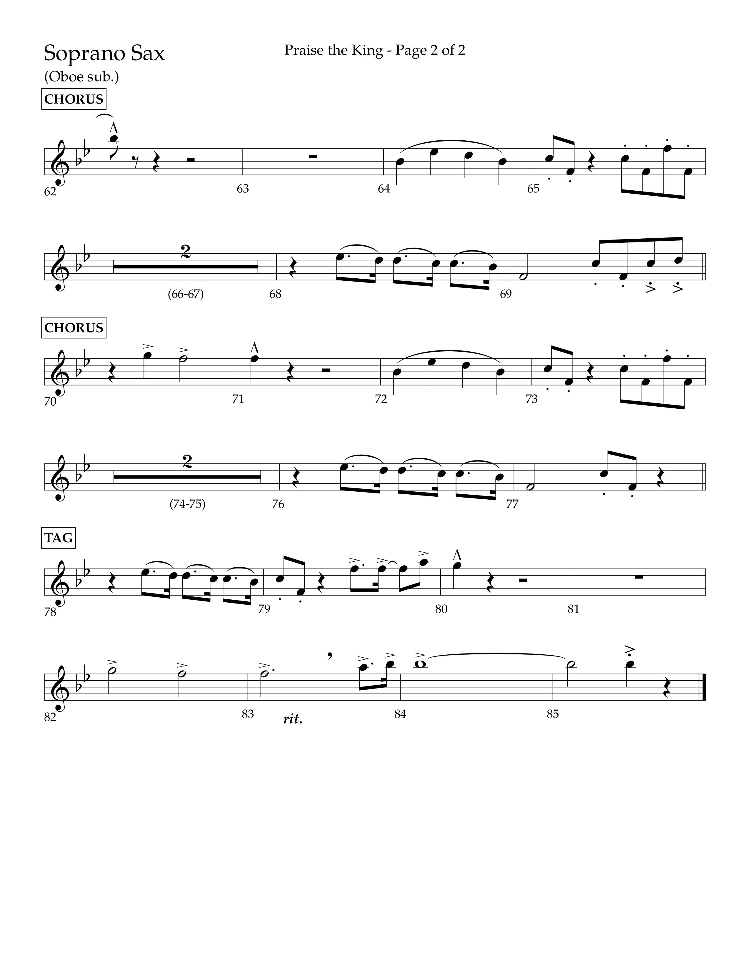 Praise The King (Choral Anthem SATB) Soprano Sax (Lifeway Choral / Arr. Phil Nitz)