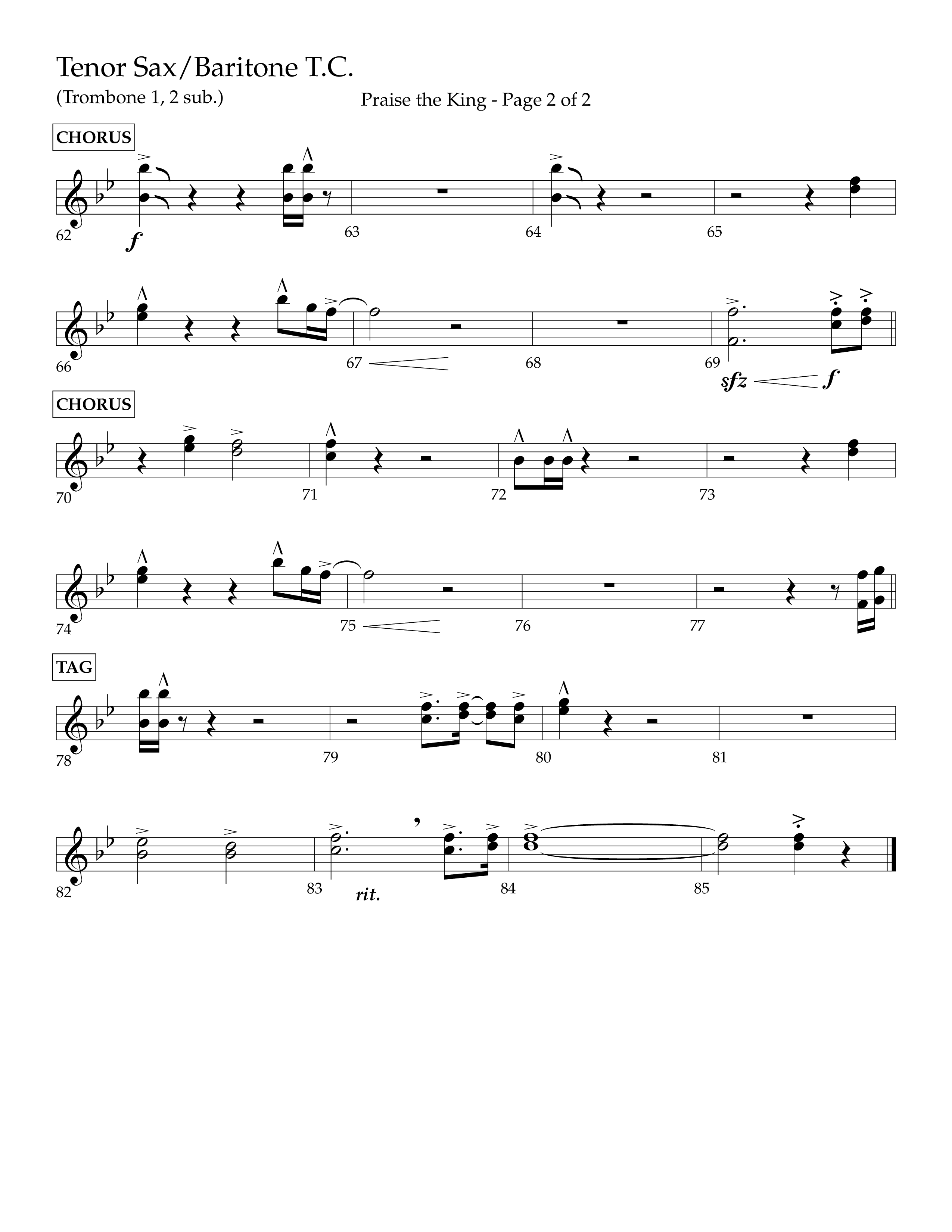 Praise The King (Choral Anthem SATB) Tenor Sax/Baritone T.C. (Lifeway Choral / Arr. Phil Nitz)