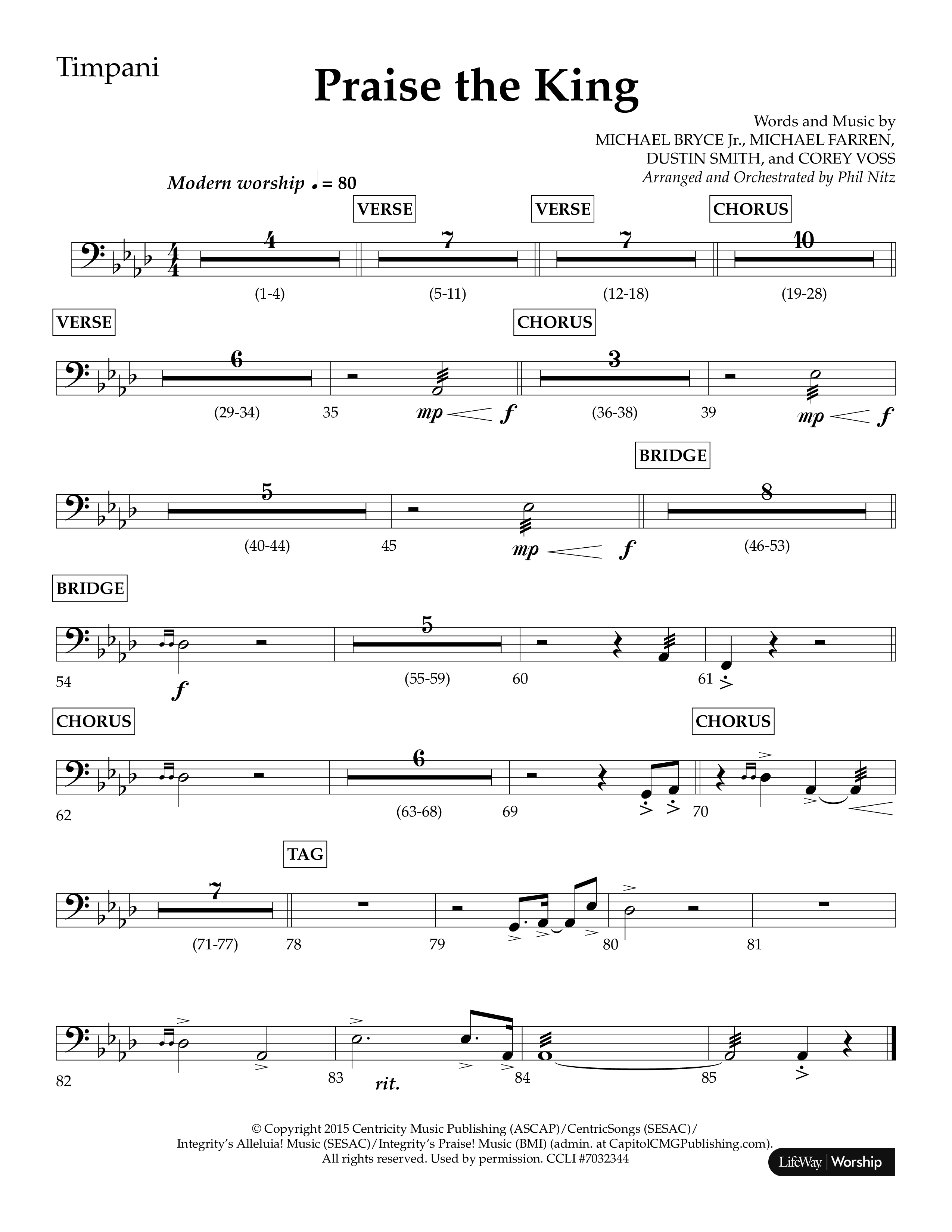 Praise The King (Choral Anthem SATB) Timpani (Lifeway Choral / Arr. Phil Nitz)