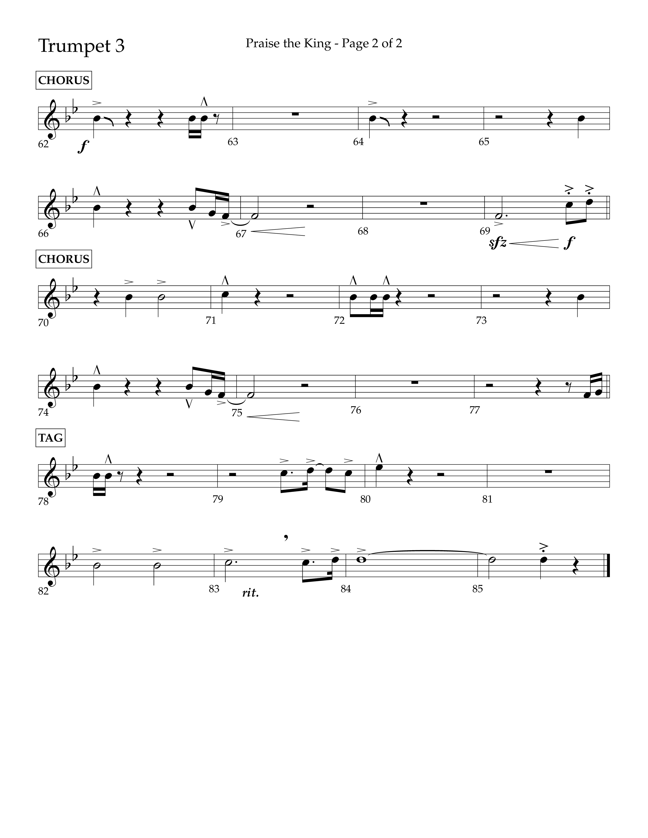 Praise The King (Choral Anthem SATB) Trumpet 3 (Lifeway Choral / Arr. Phil Nitz)
