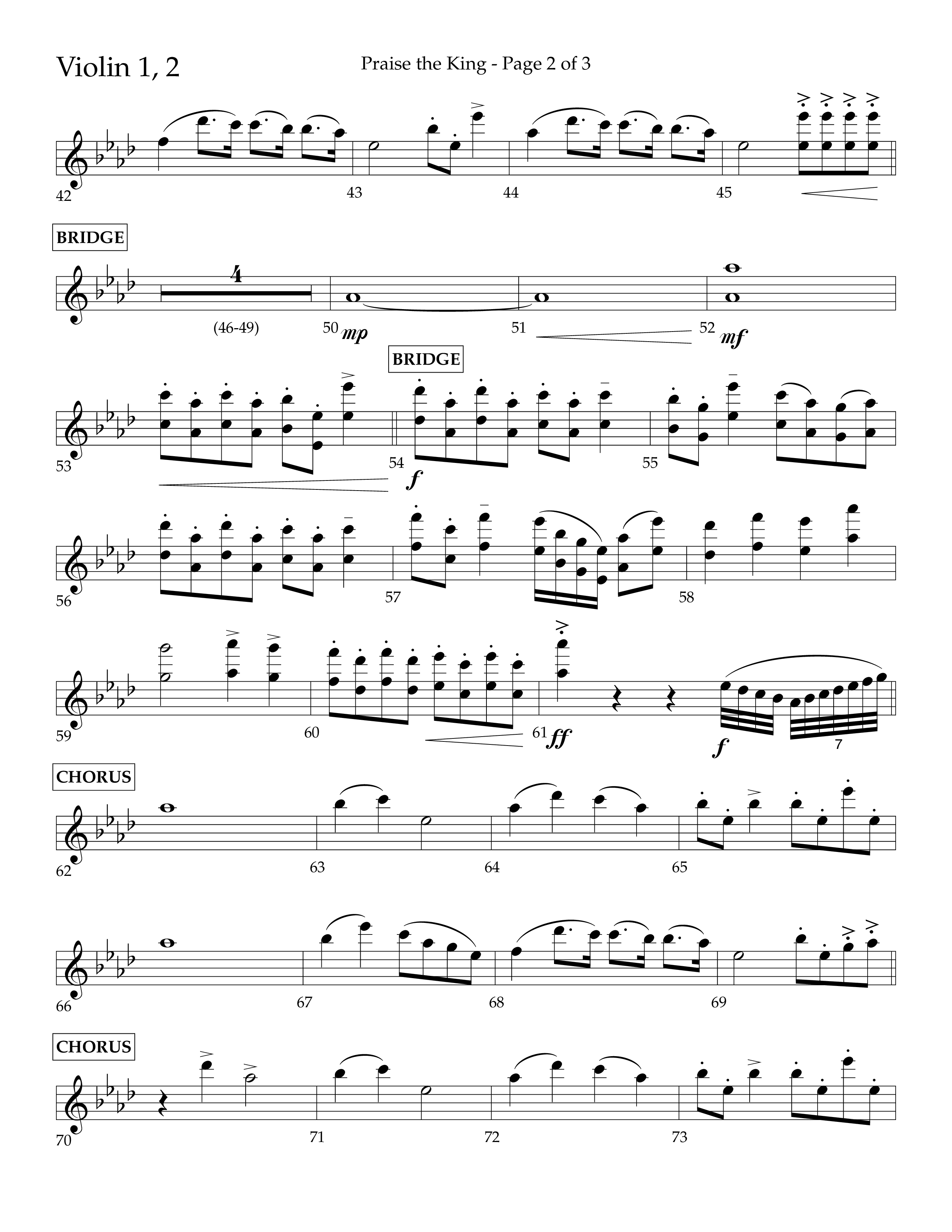 Praise The King (Choral Anthem SATB) Violin 1/2 (Lifeway Choral / Arr. Phil Nitz)