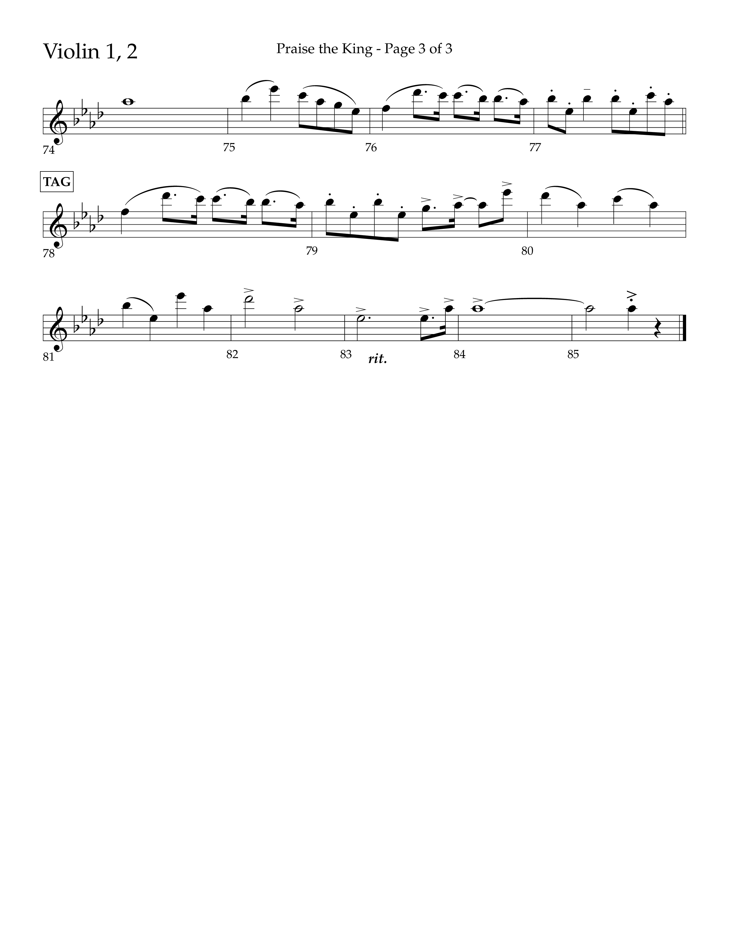 Praise The King (Choral Anthem SATB) Violin 1/2 (Lifeway Choral / Arr. Phil Nitz)