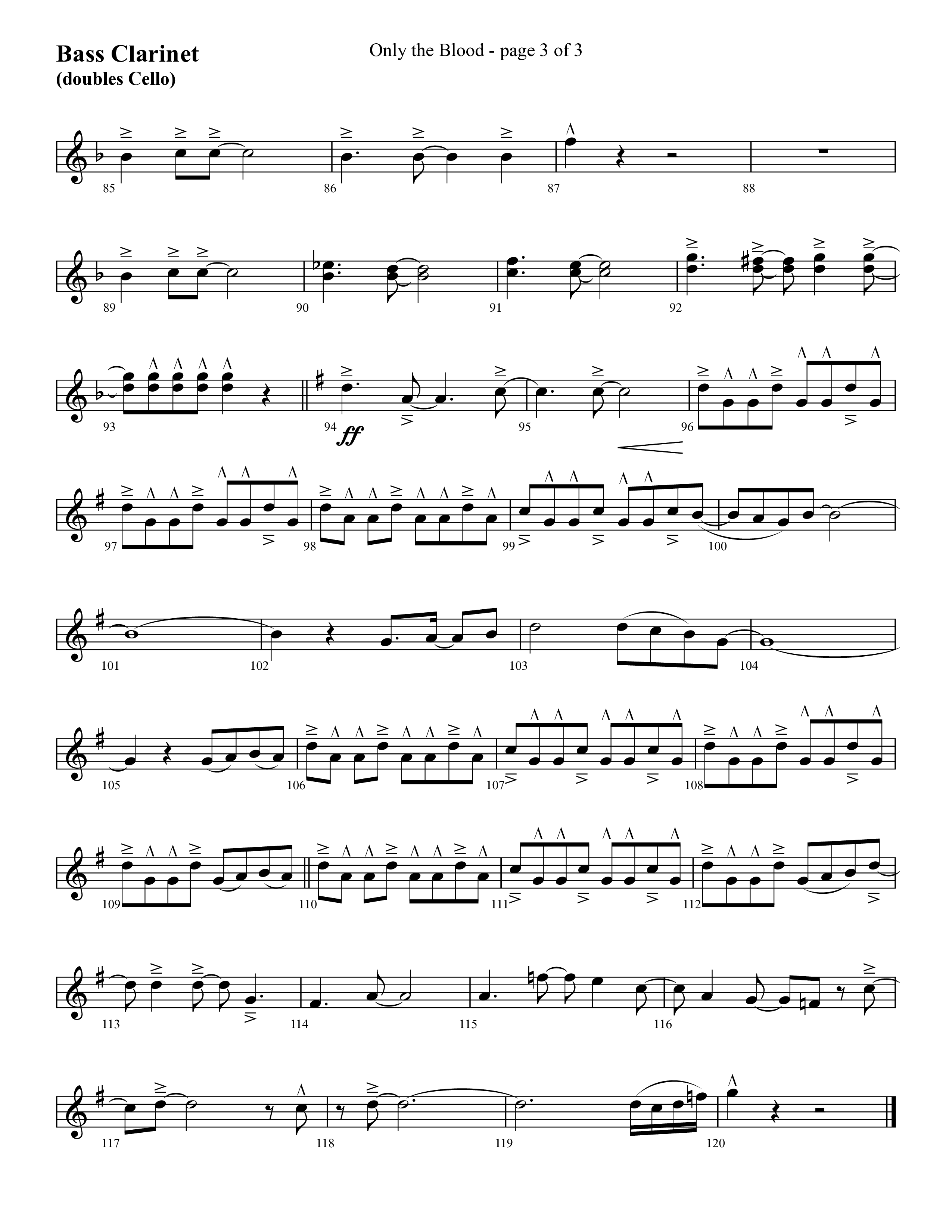 Only The Blood (Choral Anthem SATB) Bass Clarinet (Lifeway Choral / Arr. Cliff Duren)