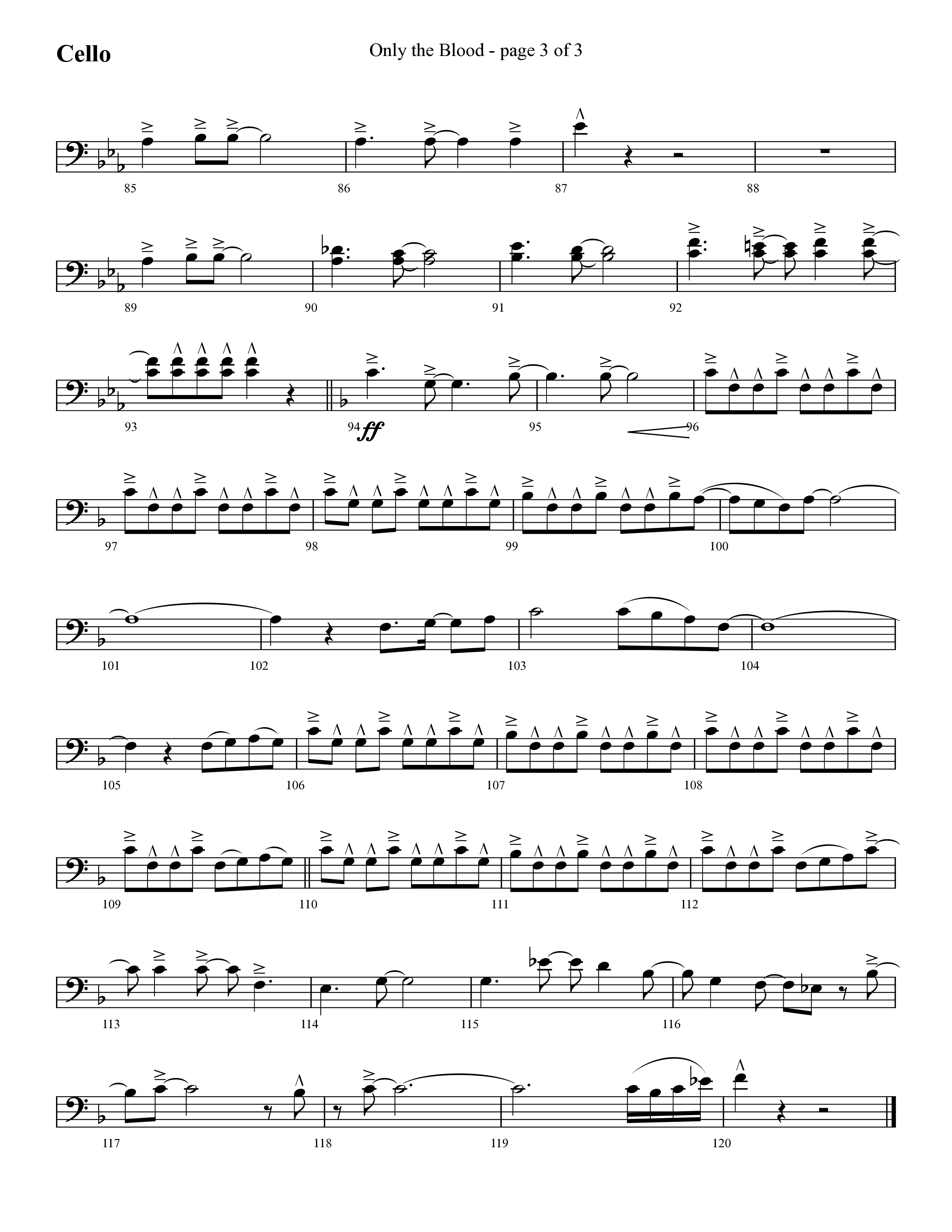 Only The Blood (Choral Anthem SATB) Cello (Lifeway Choral / Arr. Cliff Duren)
