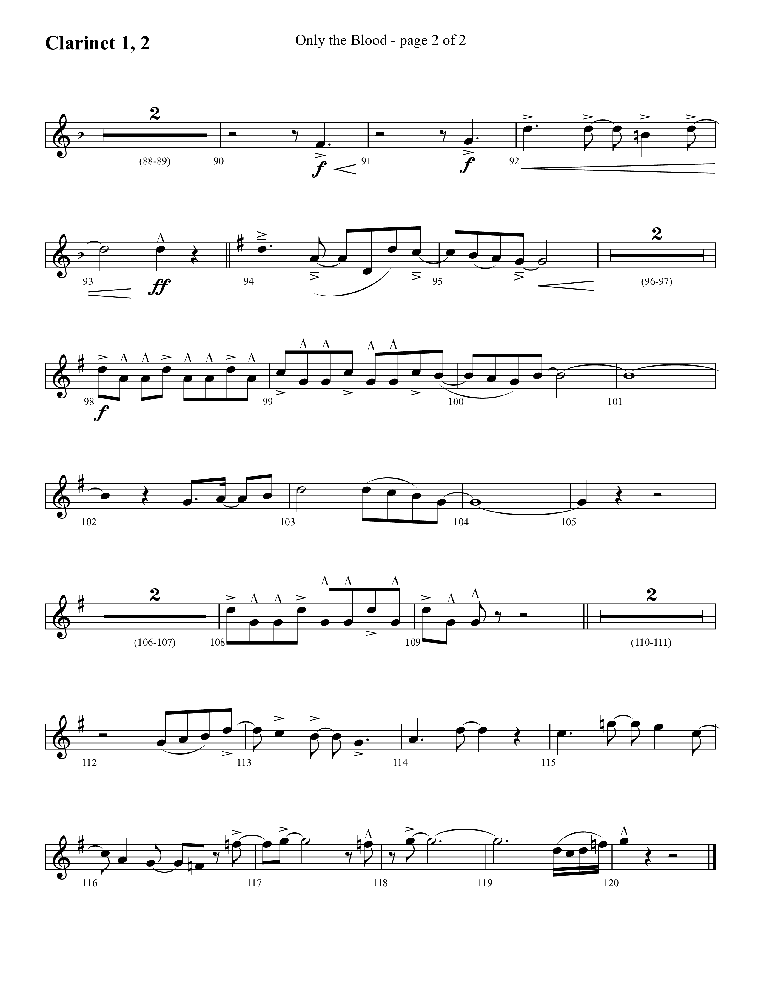 Only The Blood (Choral Anthem SATB) Clarinet 1/2 (Lifeway Choral / Arr. Cliff Duren)