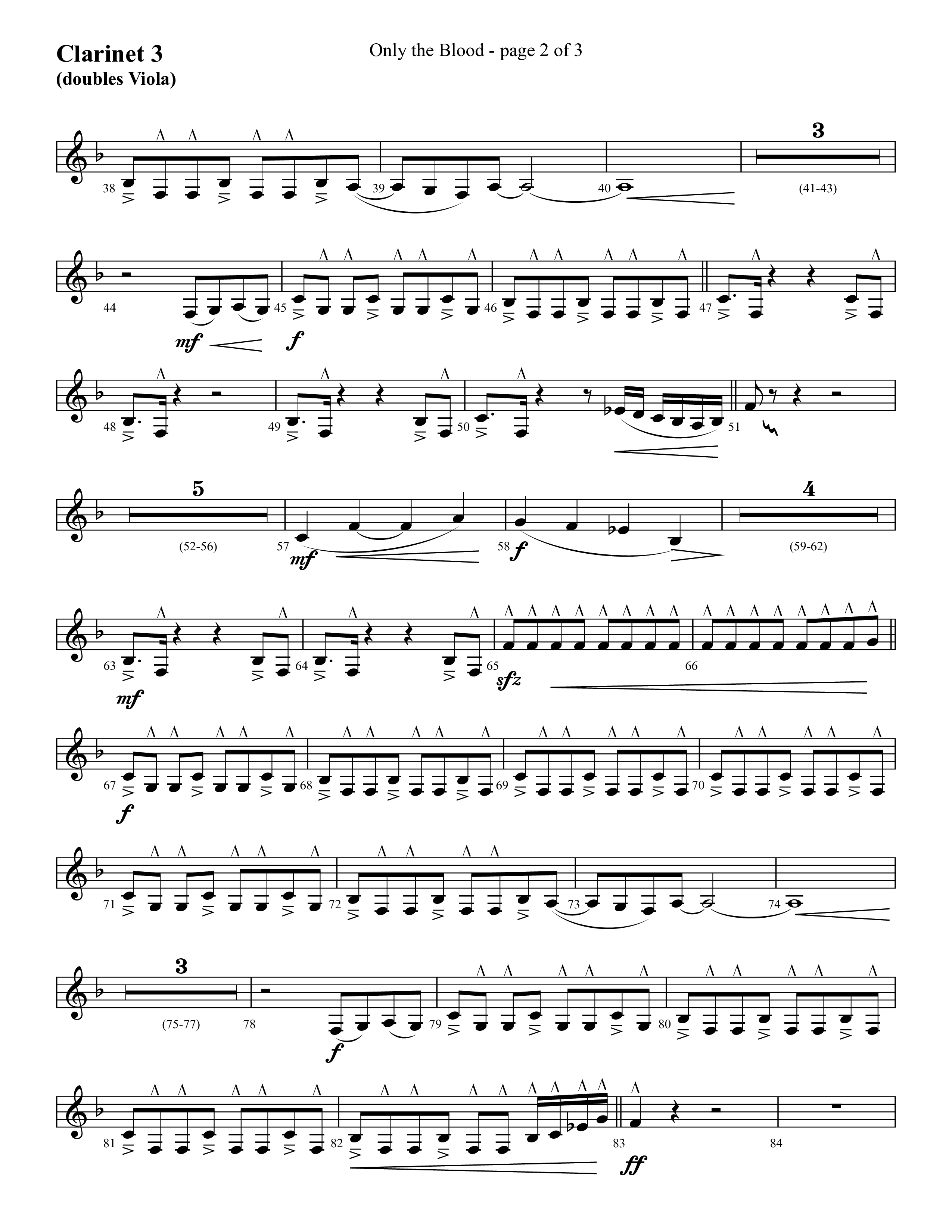Only The Blood (Choral Anthem SATB) Clarinet 3 (Lifeway Choral / Arr. Cliff Duren)
