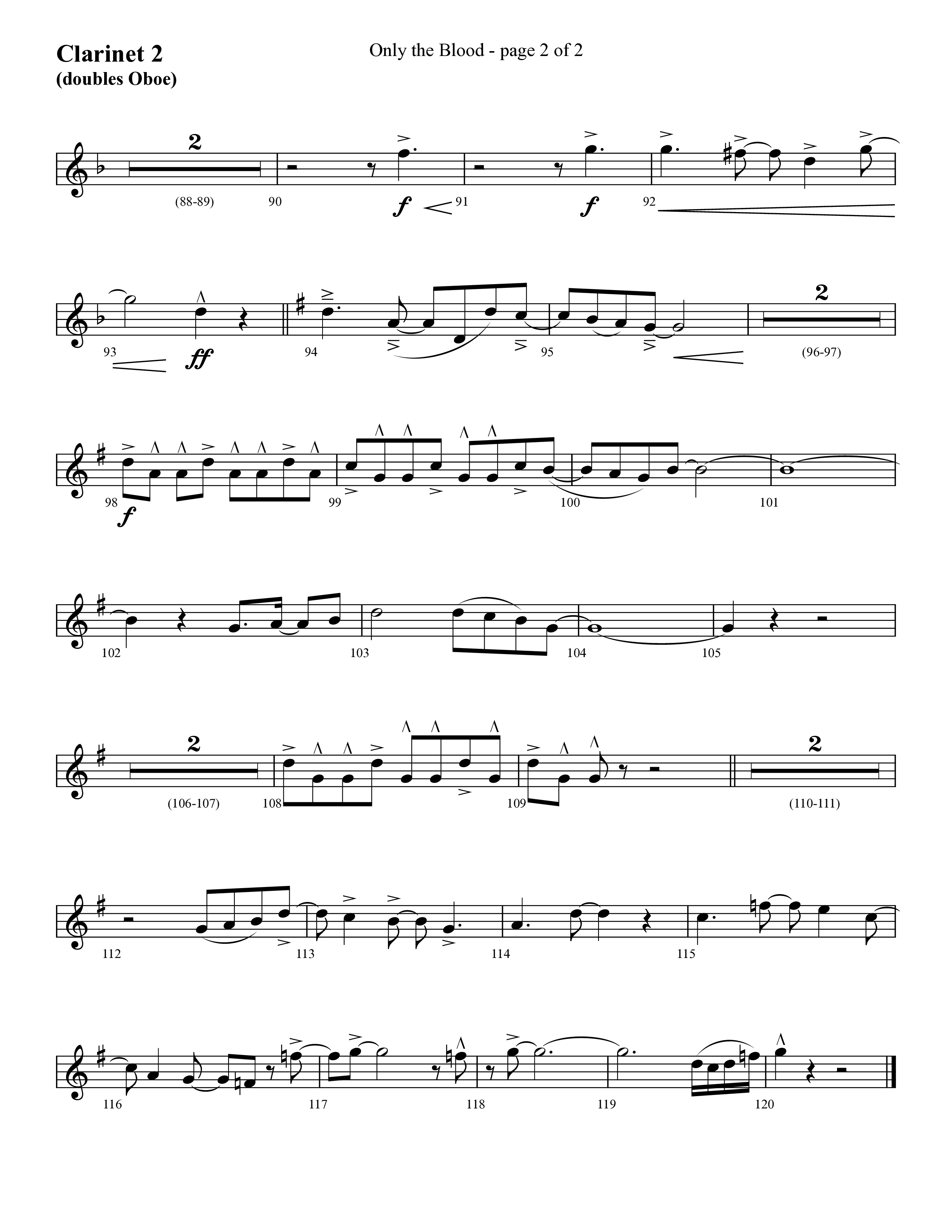 Only The Blood (Choral Anthem SATB) Clarinet (Lifeway Choral / Arr. Cliff Duren)