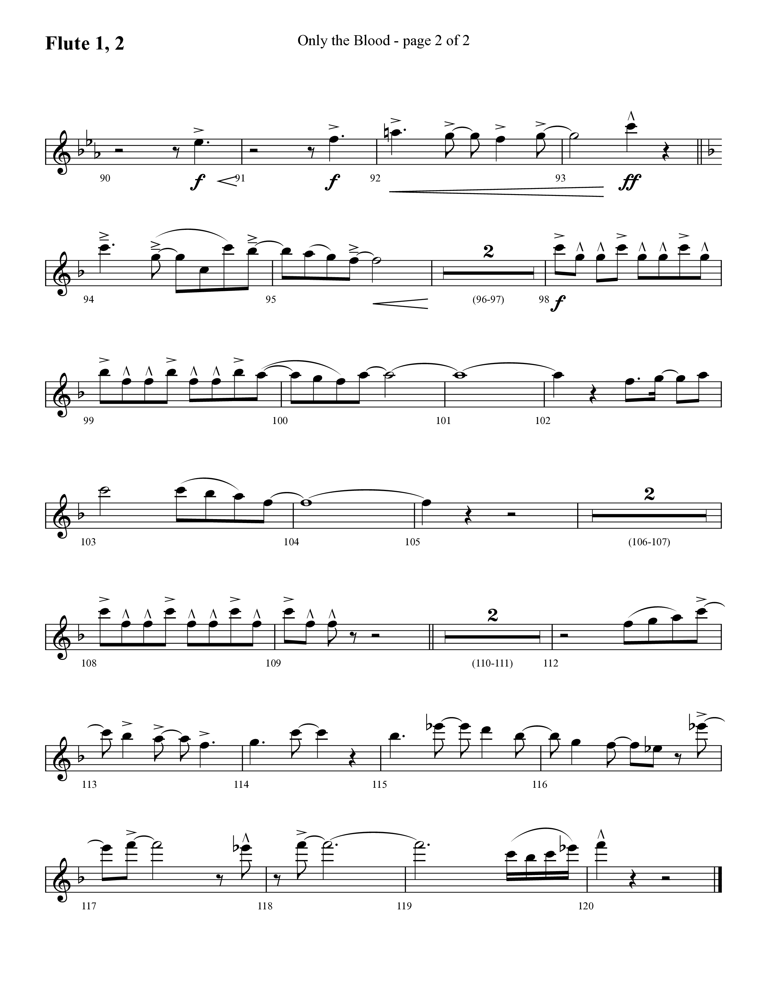 Only The Blood (Choral Anthem SATB) Flute 1/2 (Lifeway Choral / Arr. Cliff Duren)
