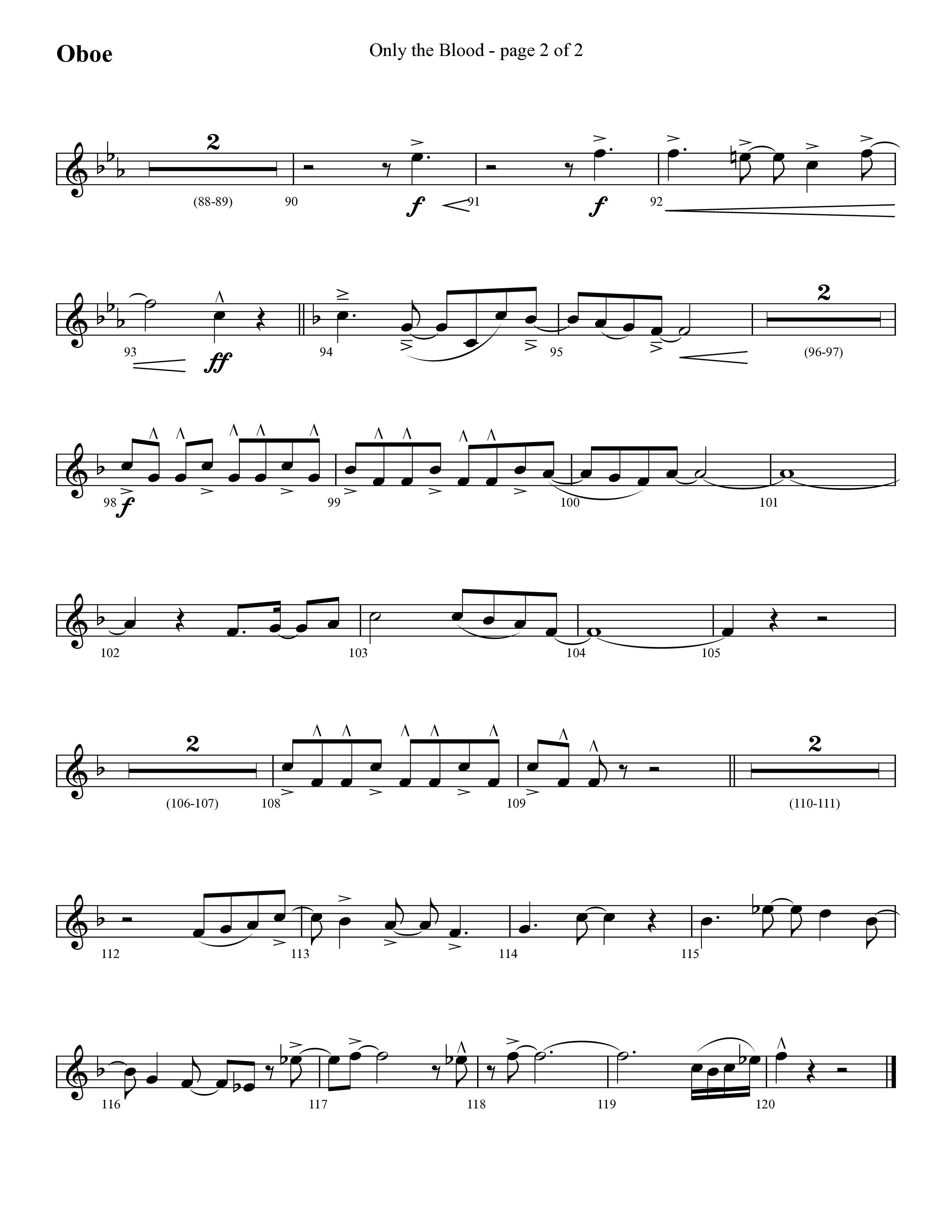 Only The Blood (Choral Anthem SATB) Oboe (Lifeway Choral / Arr. Cliff Duren)