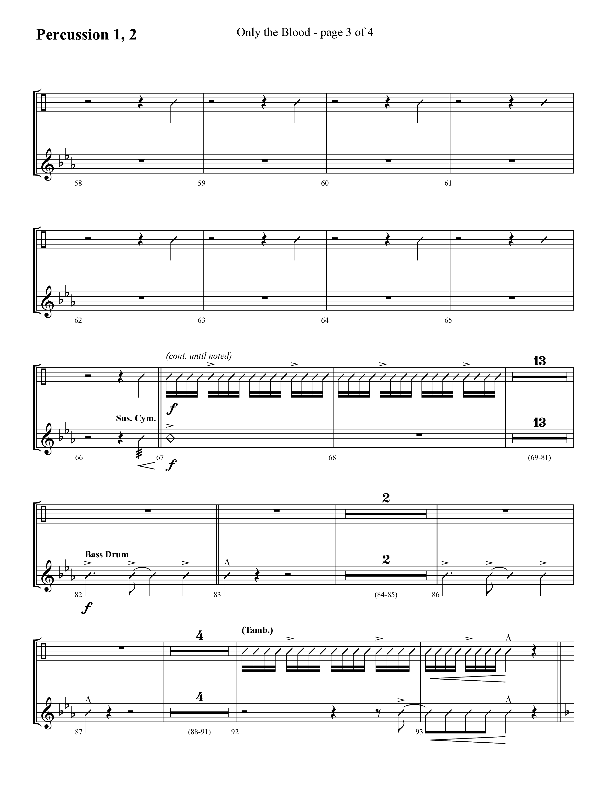 Only The Blood (Choral Anthem SATB) Percussion 1/2 (Lifeway Choral / Arr. Cliff Duren)