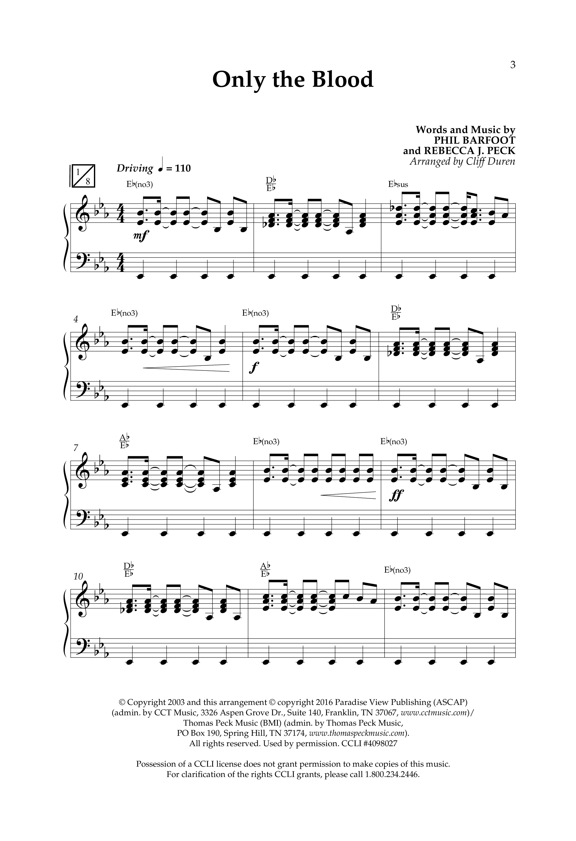 Only The Blood (Choral Anthem SATB) Anthem (SATB/Piano) (Lifeway Choral / Arr. Cliff Duren)