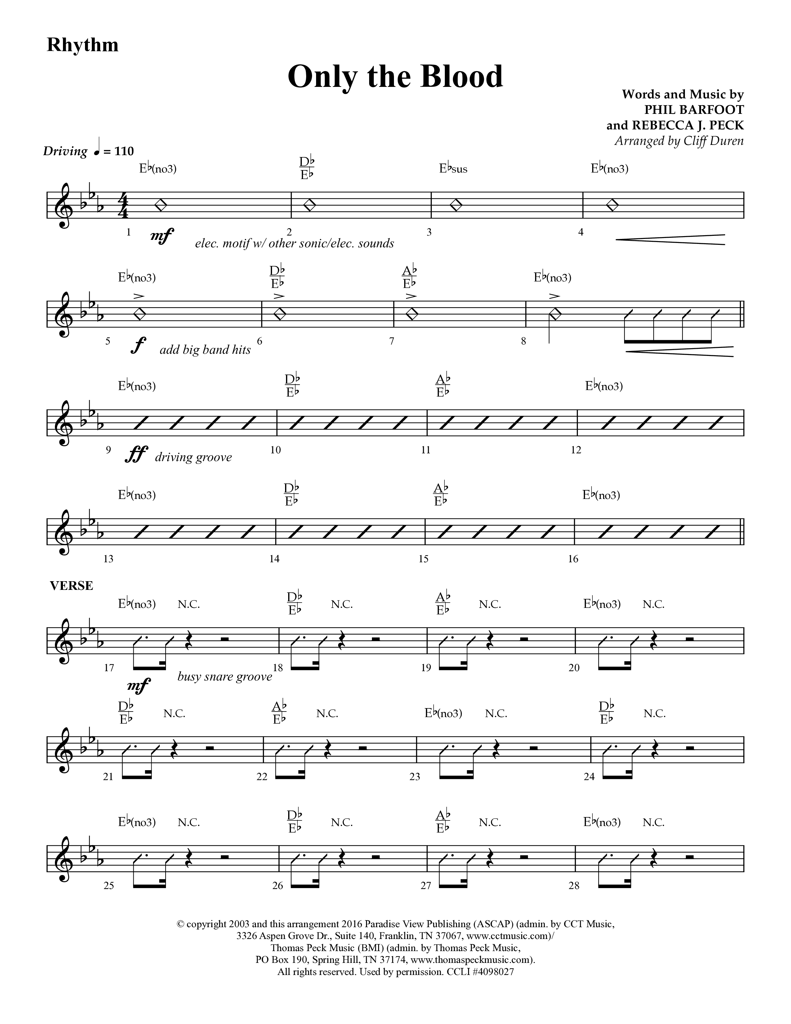 Only The Blood (Choral Anthem SATB) Lead Melody & Rhythm (Lifeway Choral / Arr. Cliff Duren)