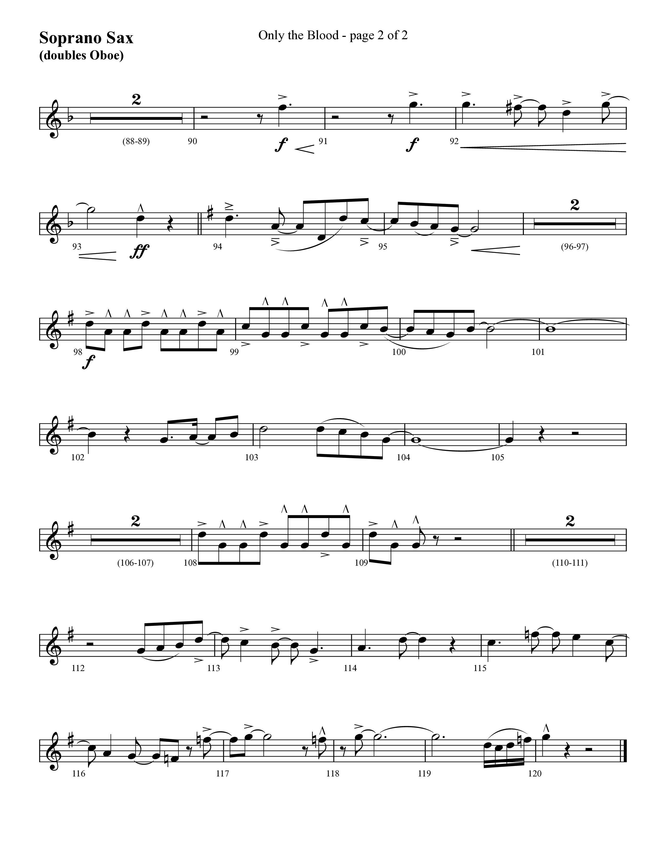 Only The Blood (Choral Anthem SATB) Soprano Sax (Lifeway Choral / Arr. Cliff Duren)