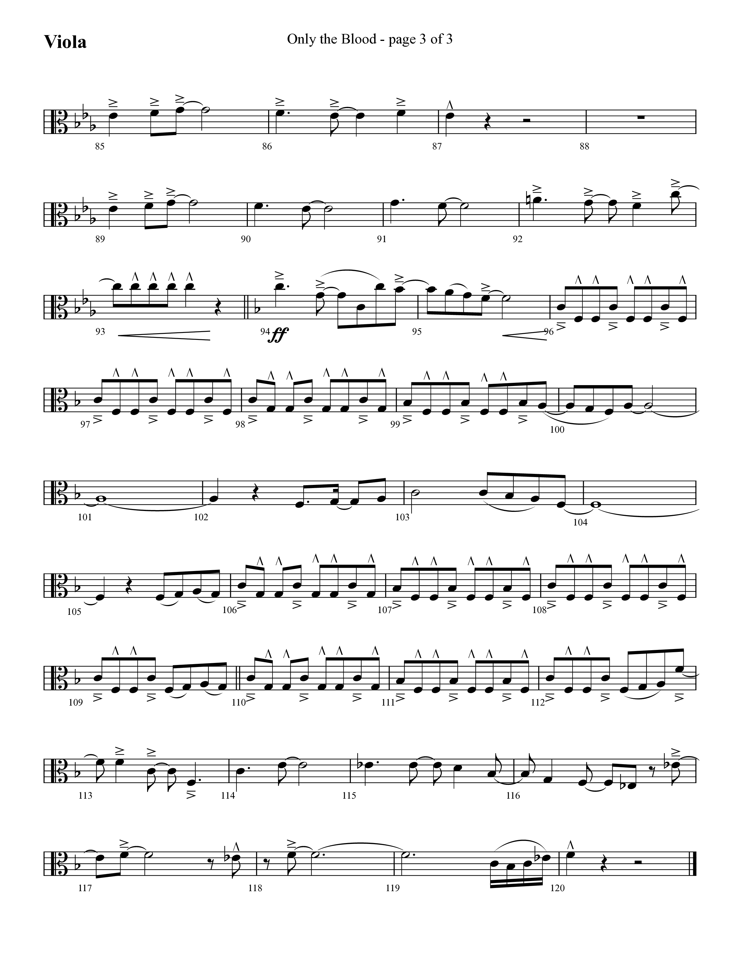 Only The Blood (Choral Anthem SATB) Viola (Lifeway Choral / Arr. Cliff Duren)