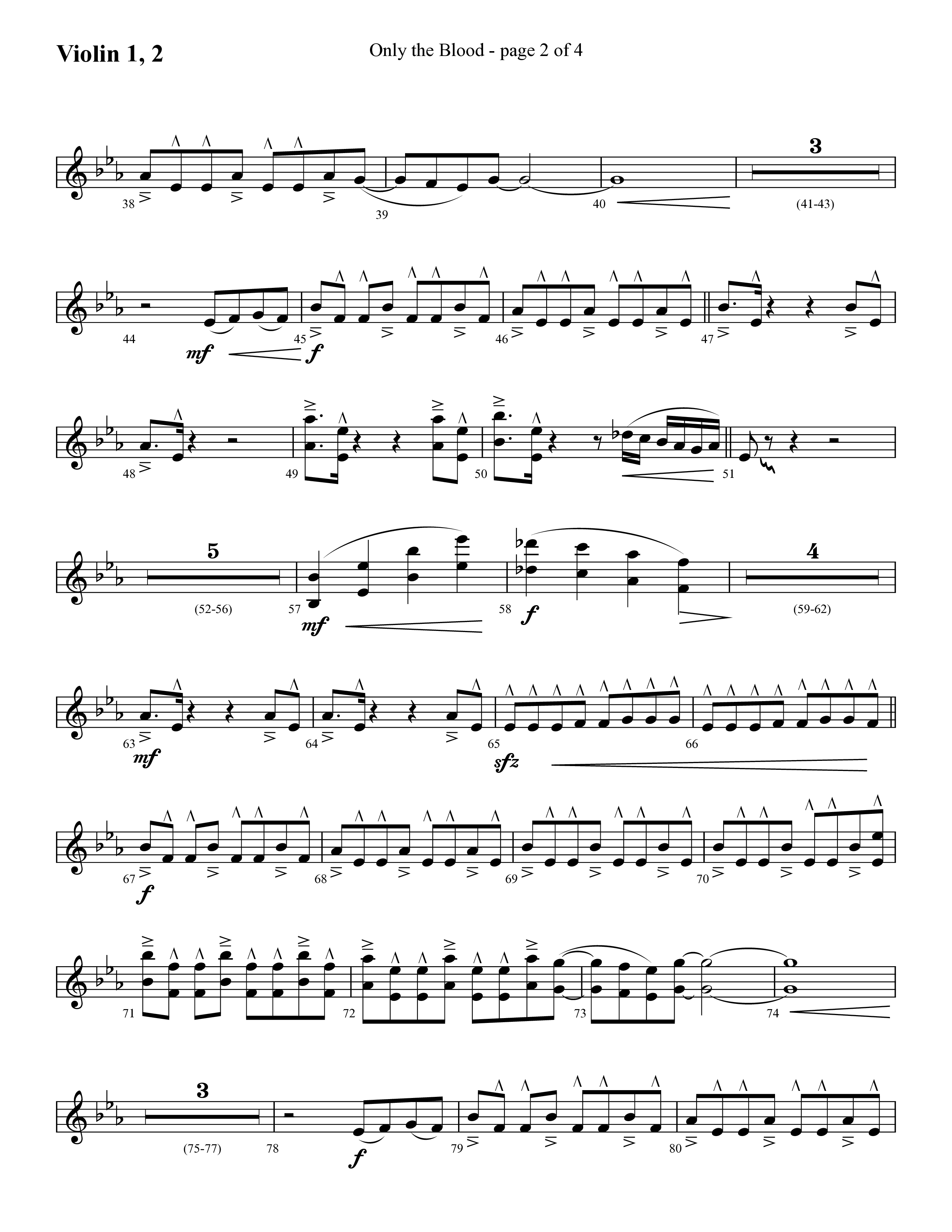 Only The Blood (Choral Anthem SATB) Violin 1/2 (Lifeway Choral / Arr. Cliff Duren)