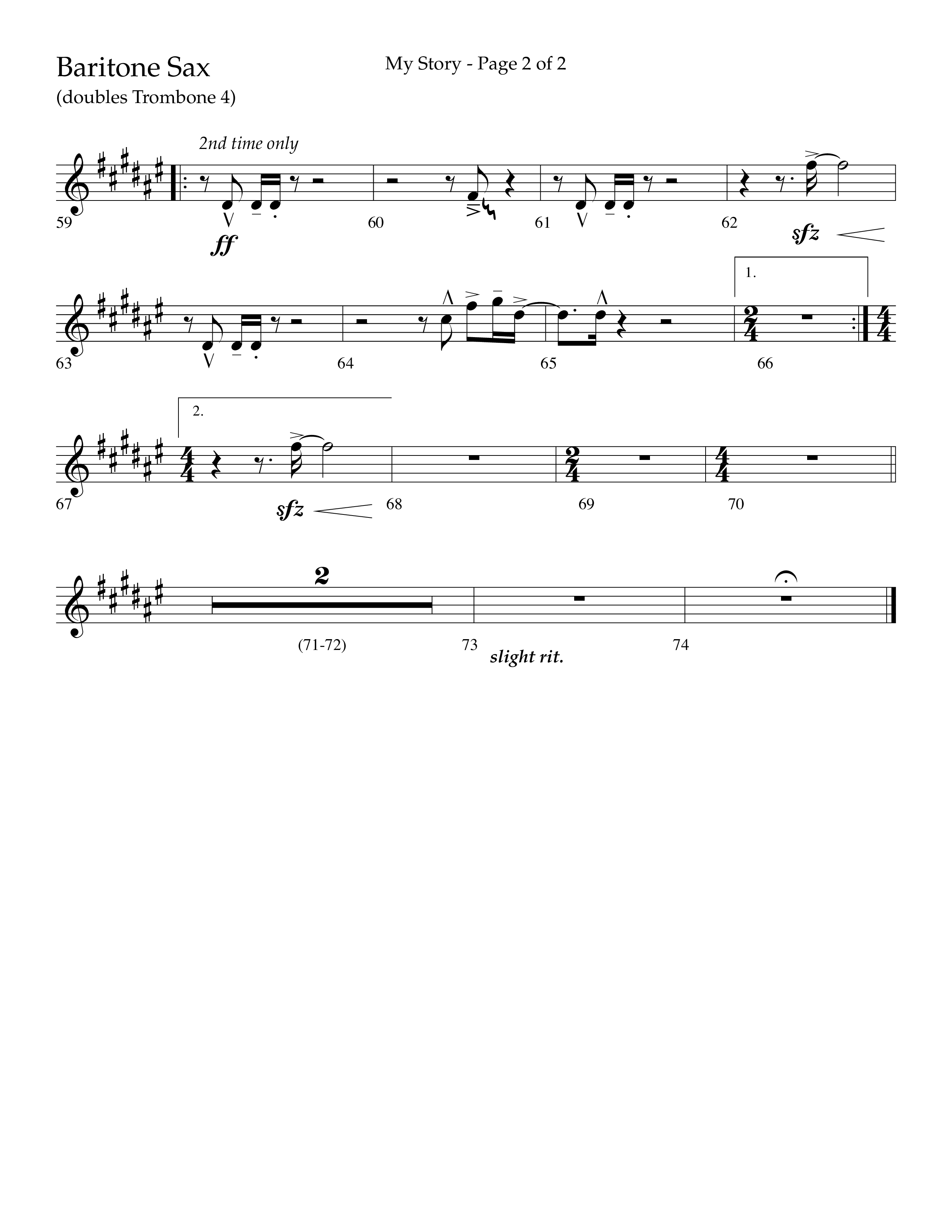 My Story (Choral Anthem SATB) Bari Sax (Lifeway Choral / Arr. Craig Adams)
