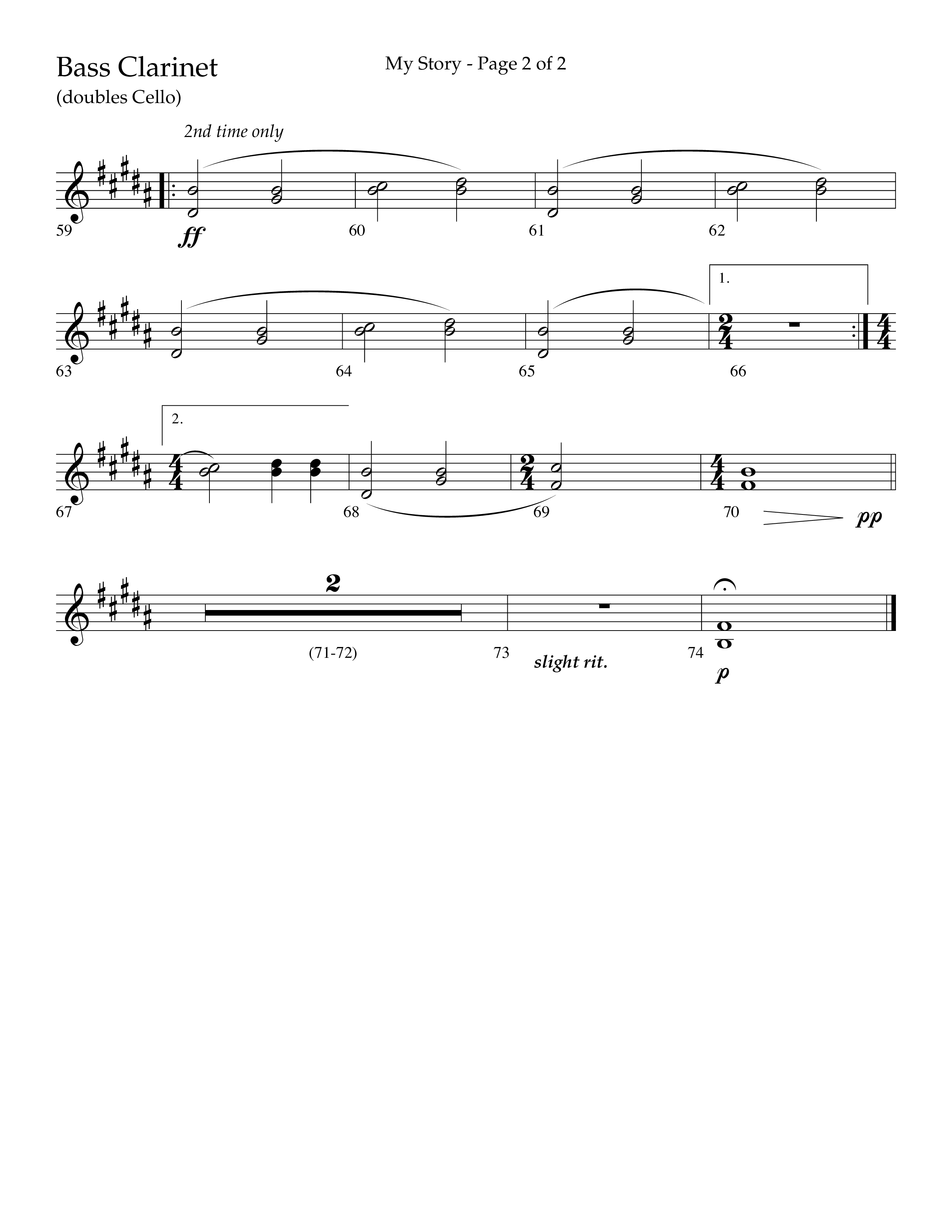My Story (Choral Anthem SATB) Bass Clarinet (Lifeway Choral / Arr. Craig Adams)