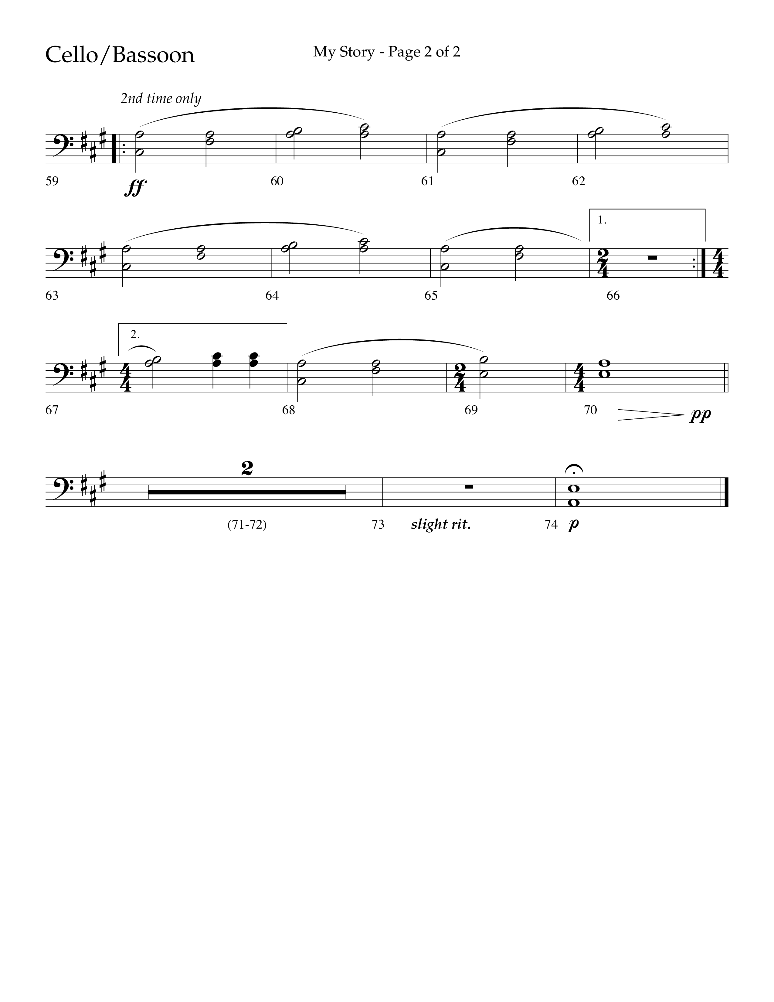 My Story (Choral Anthem SATB) Cello (Lifeway Choral / Arr. Craig Adams)