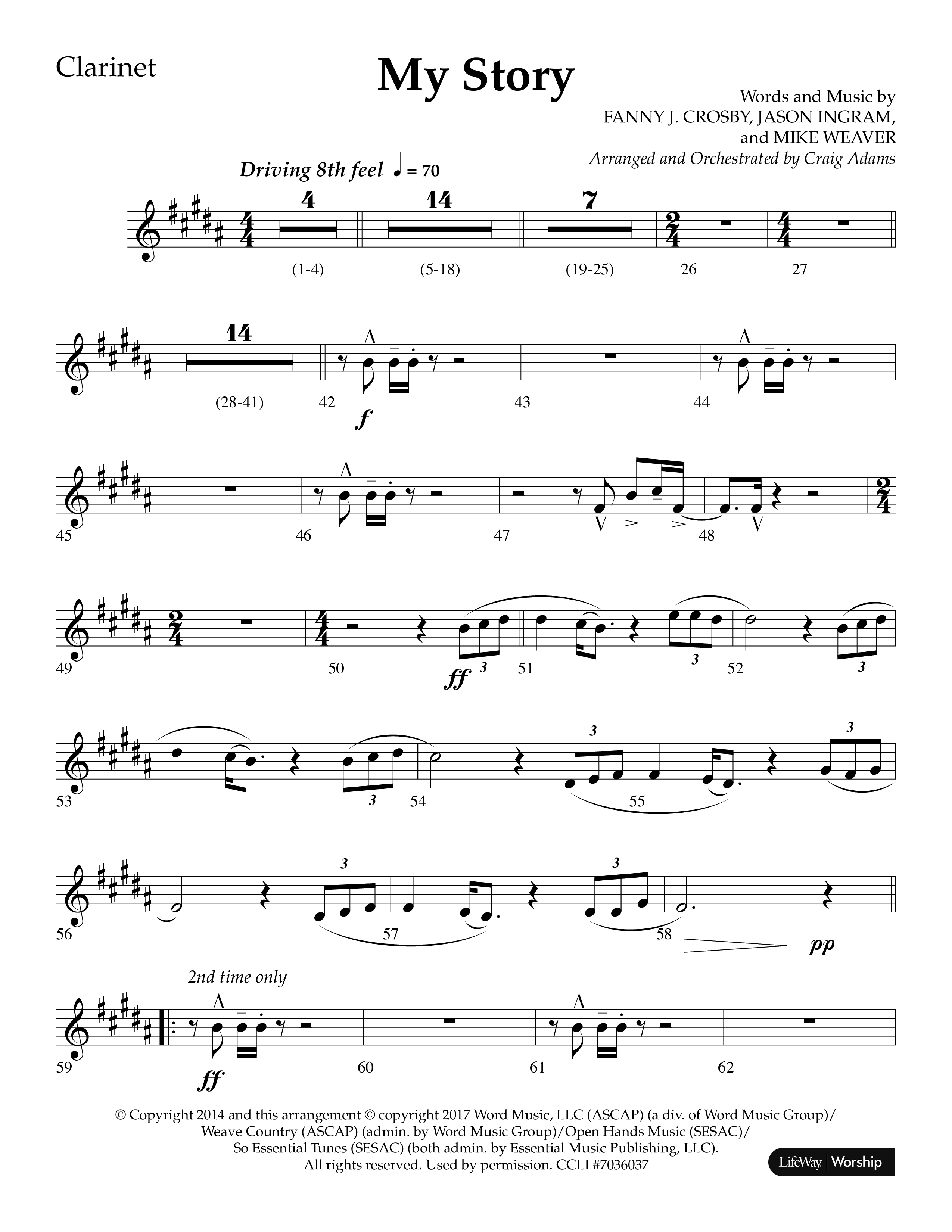 My Story (Choral Anthem SATB) Clarinet 1/2 (Lifeway Choral / Arr. Craig Adams)